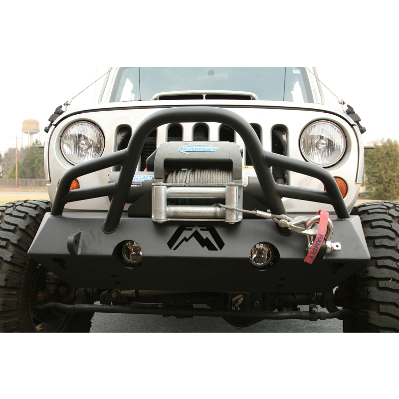 Fab Fours Hardcore Stubby Winch Front Bumper Model JK07-B1854-1
