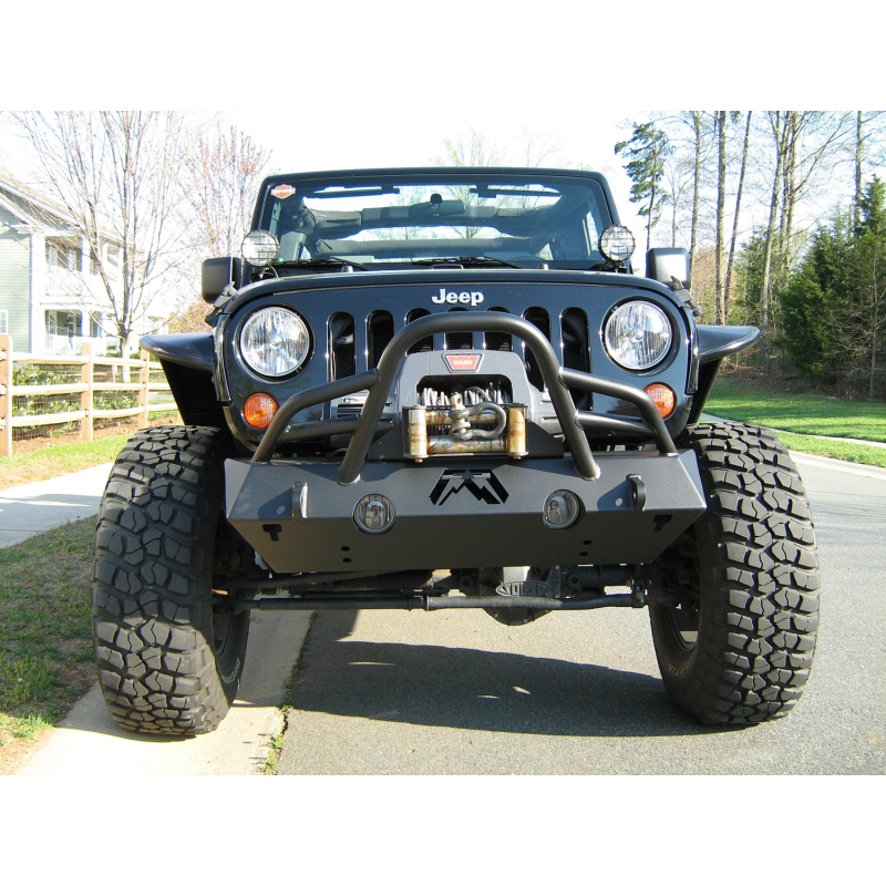 Fab Fours Hardcore Stubby Winch Front Bumper Model JK07-B1854-1