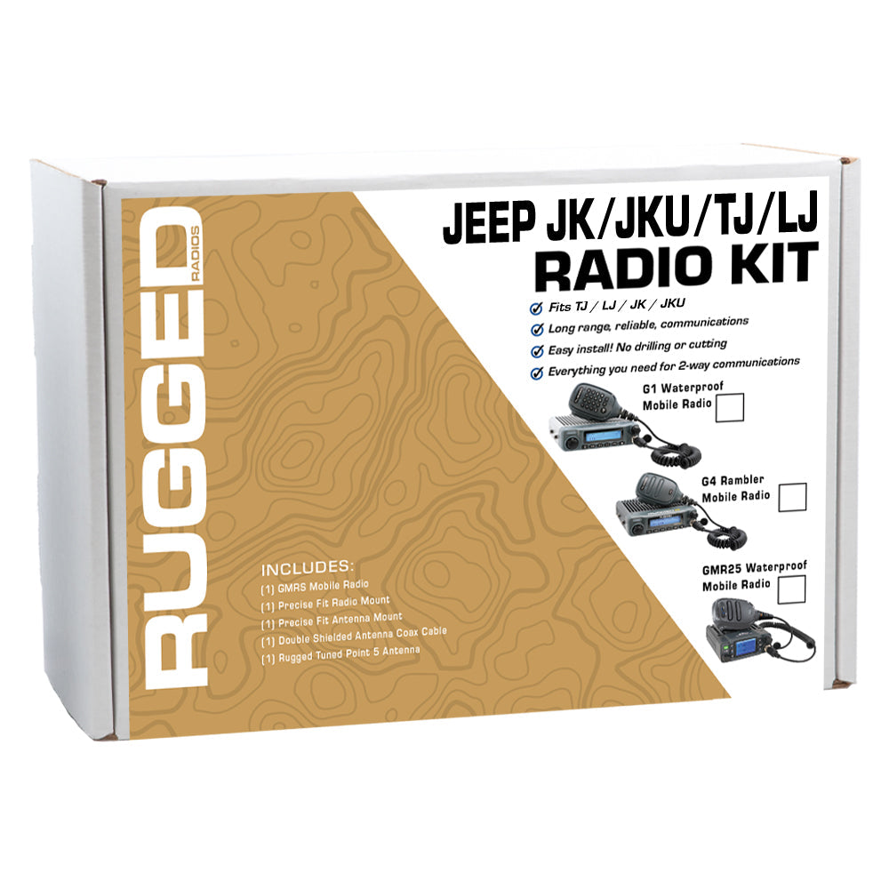 Jeep Wrangler TJ LJ JK JKU and Rubicon Two-Way GMRS Mobile Radio Kit - JK 2-Door (07-10) and JKU 4-Door (07-19) / GMR25 Waterproof