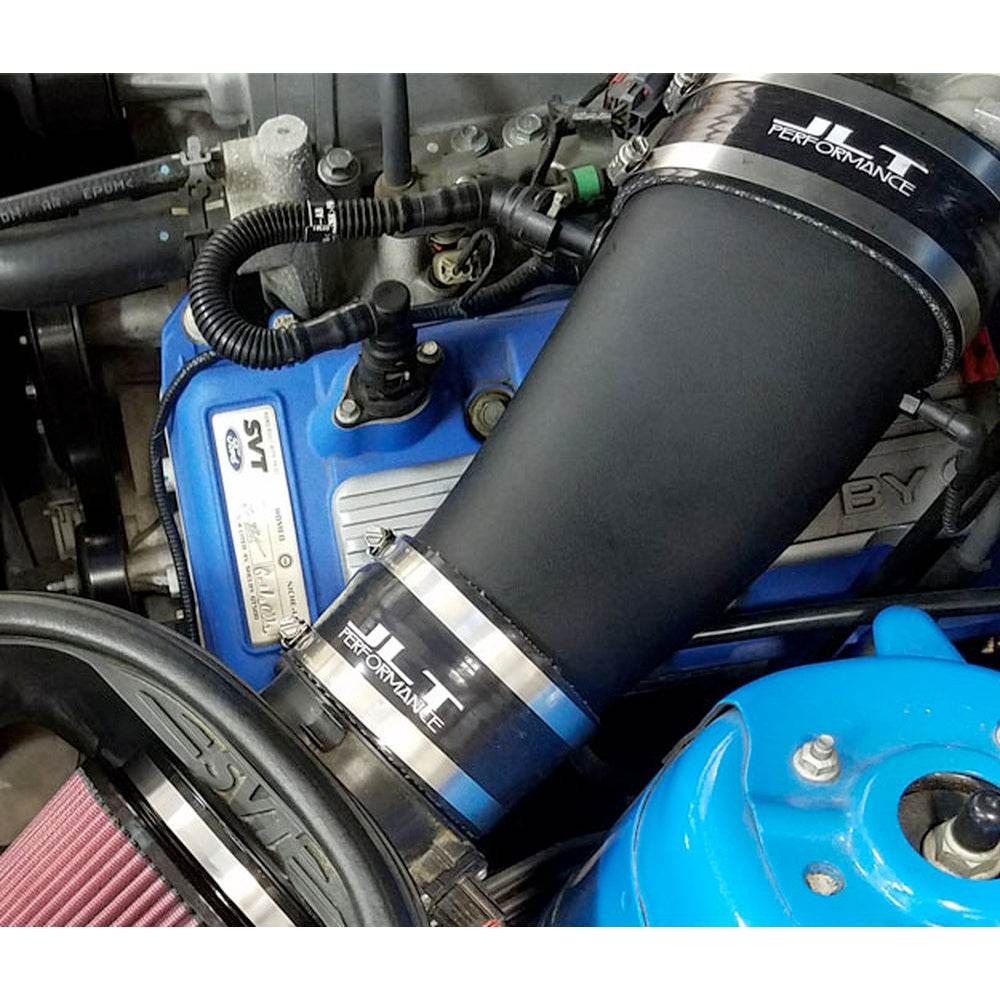 JLT Induction Kit for 2010-2014 Mustang GT500 - S&B installed in the engine compartment of a vehicle 