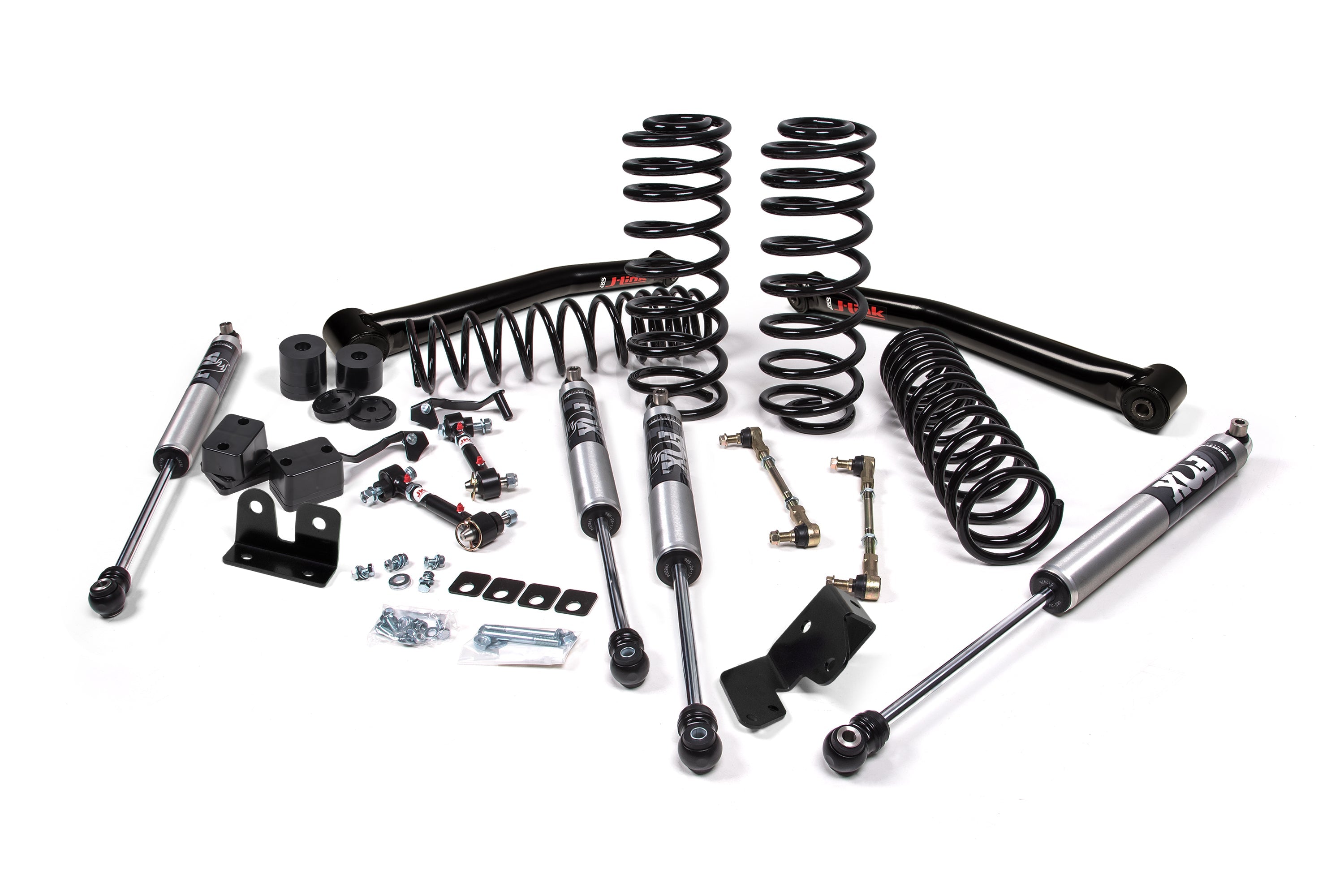 2.25-inch lift kit for Wrangler JL 2-Door featuring springs, shocks, and installation hardware for offroad performance.