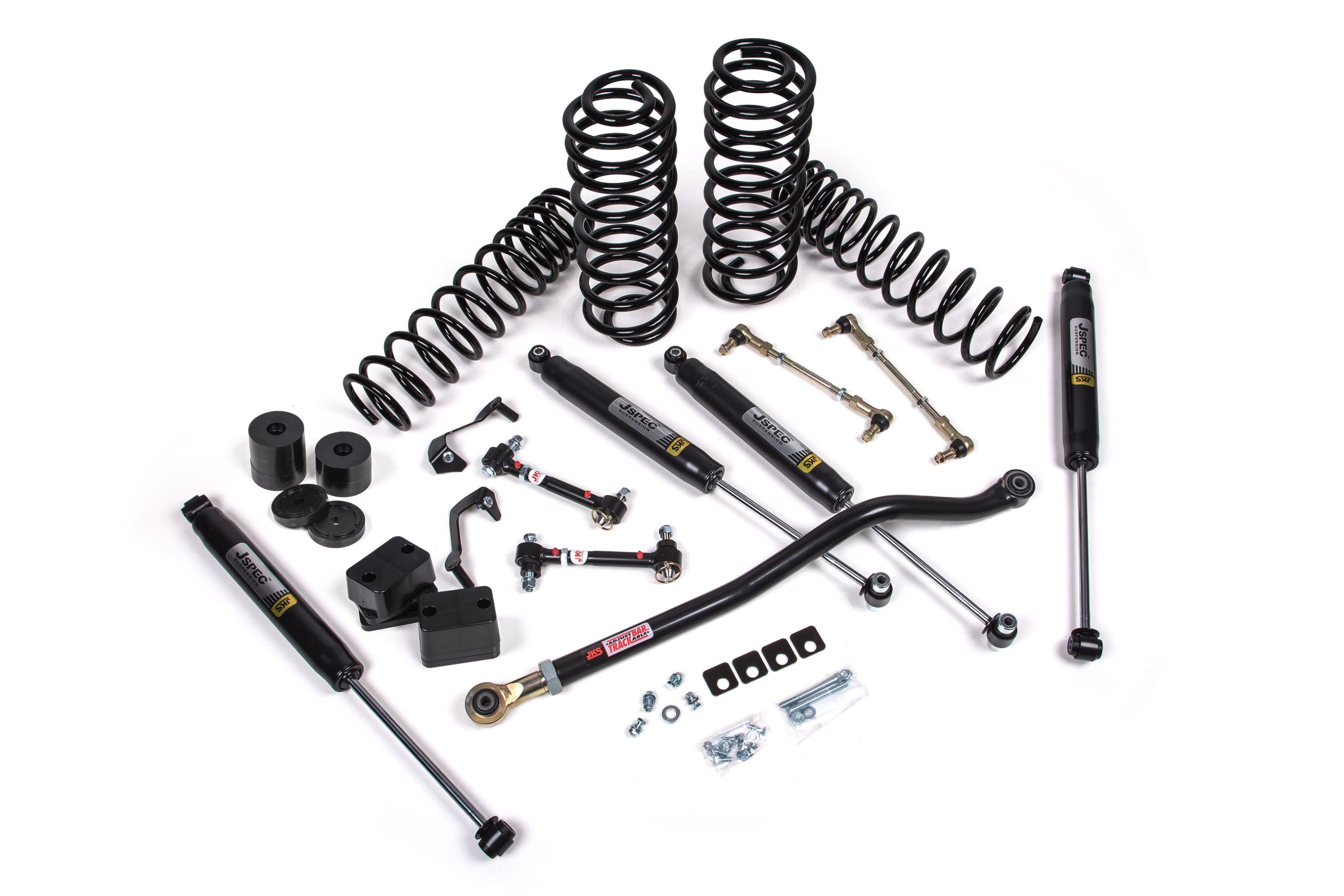 3-inch lift kit components for Jeep Wrangler JL 4xe, including springs, shocks, and control arms for enhanced off-road performance.