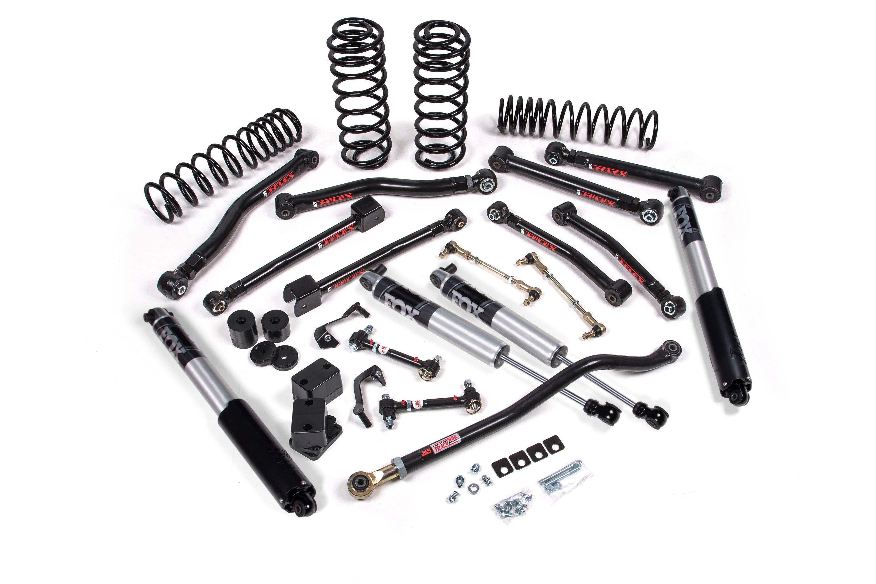 3.5-inch lift kit for Jeep Wrangler JL 4-Door, including suspension components, shocks, and installation hardware.