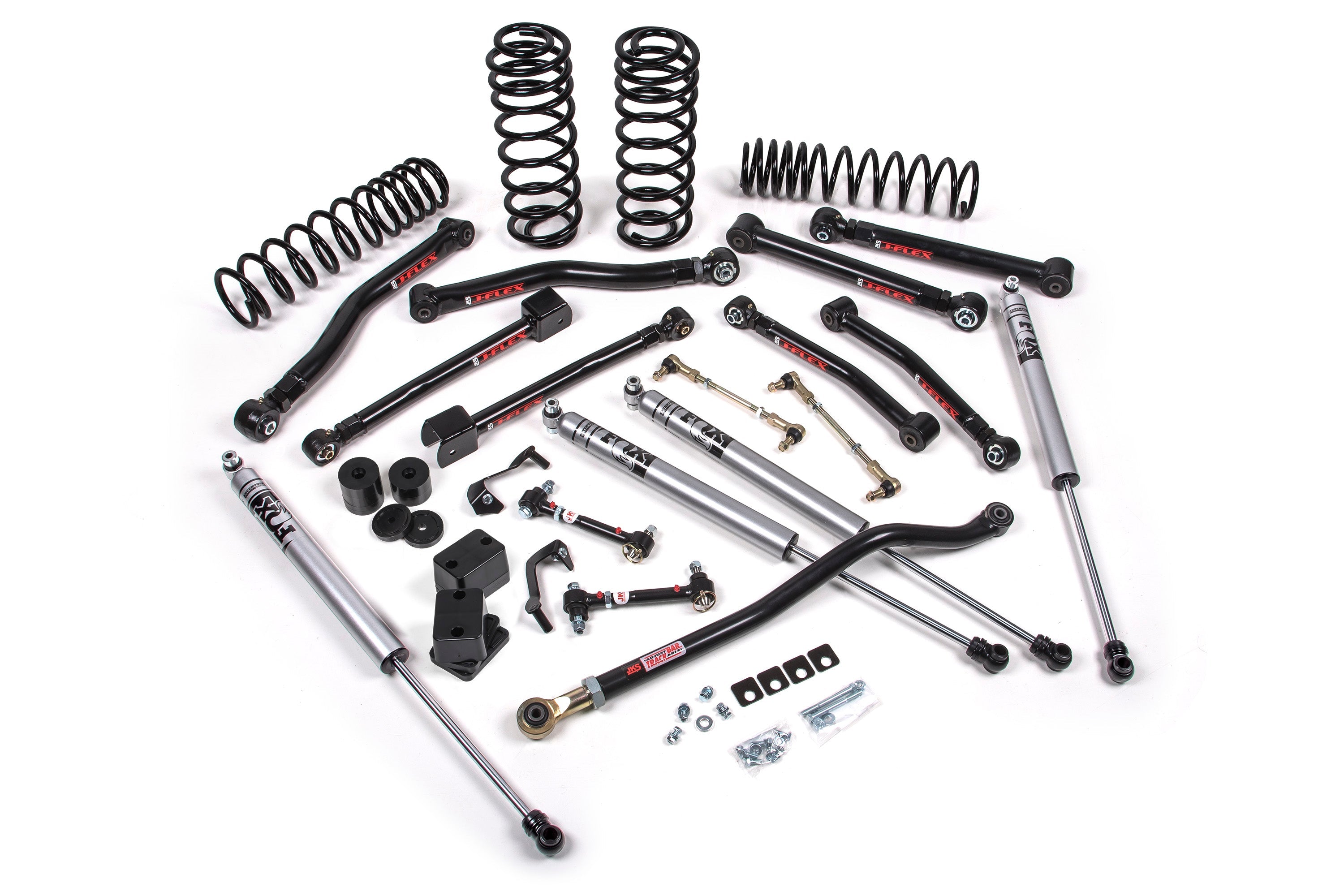 2-inch lift kit components for Wrangler JL 4xe 4-Door, including springs, control arms, and shock absorbers.