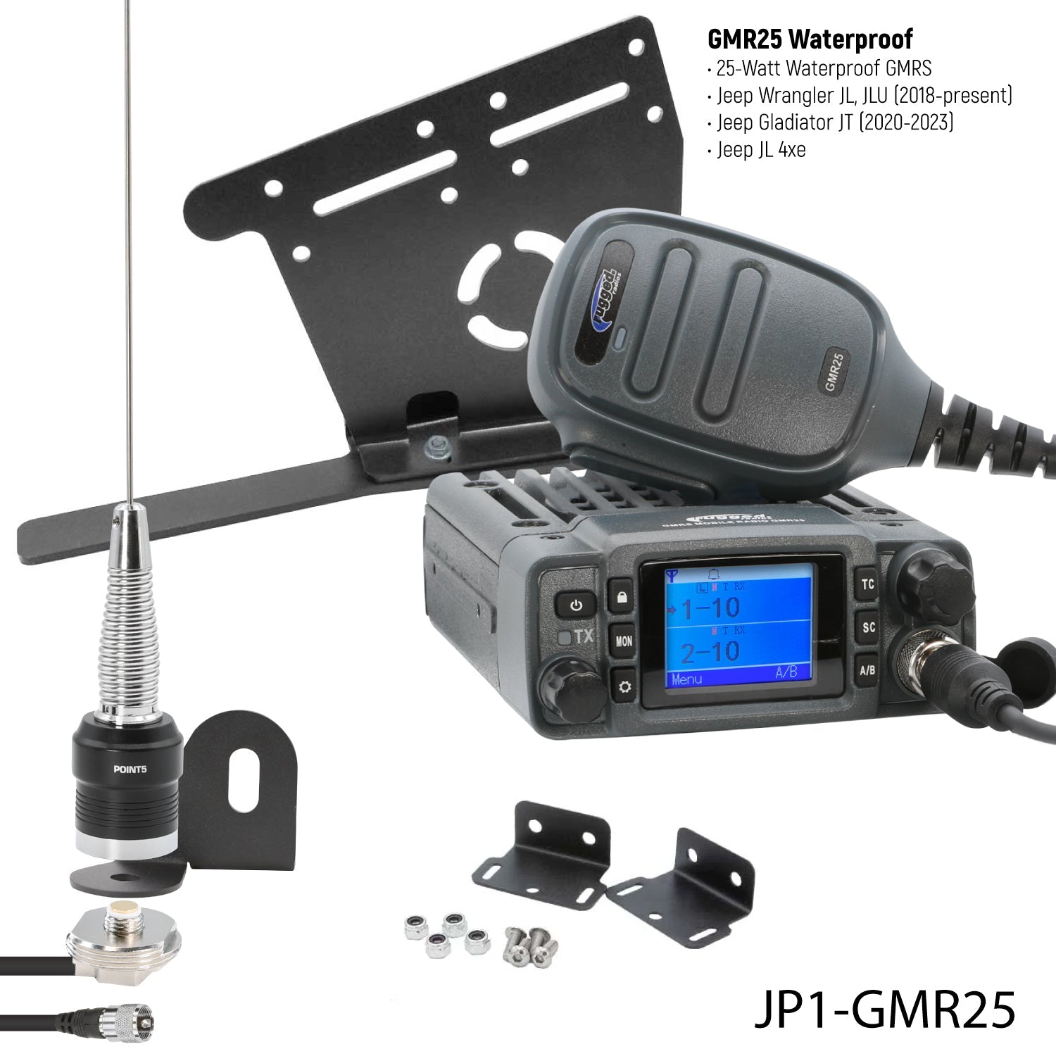 GMRS Mobile Radio Kit for Jeep Wrangler JL and Gladiator JT - Rambler G4