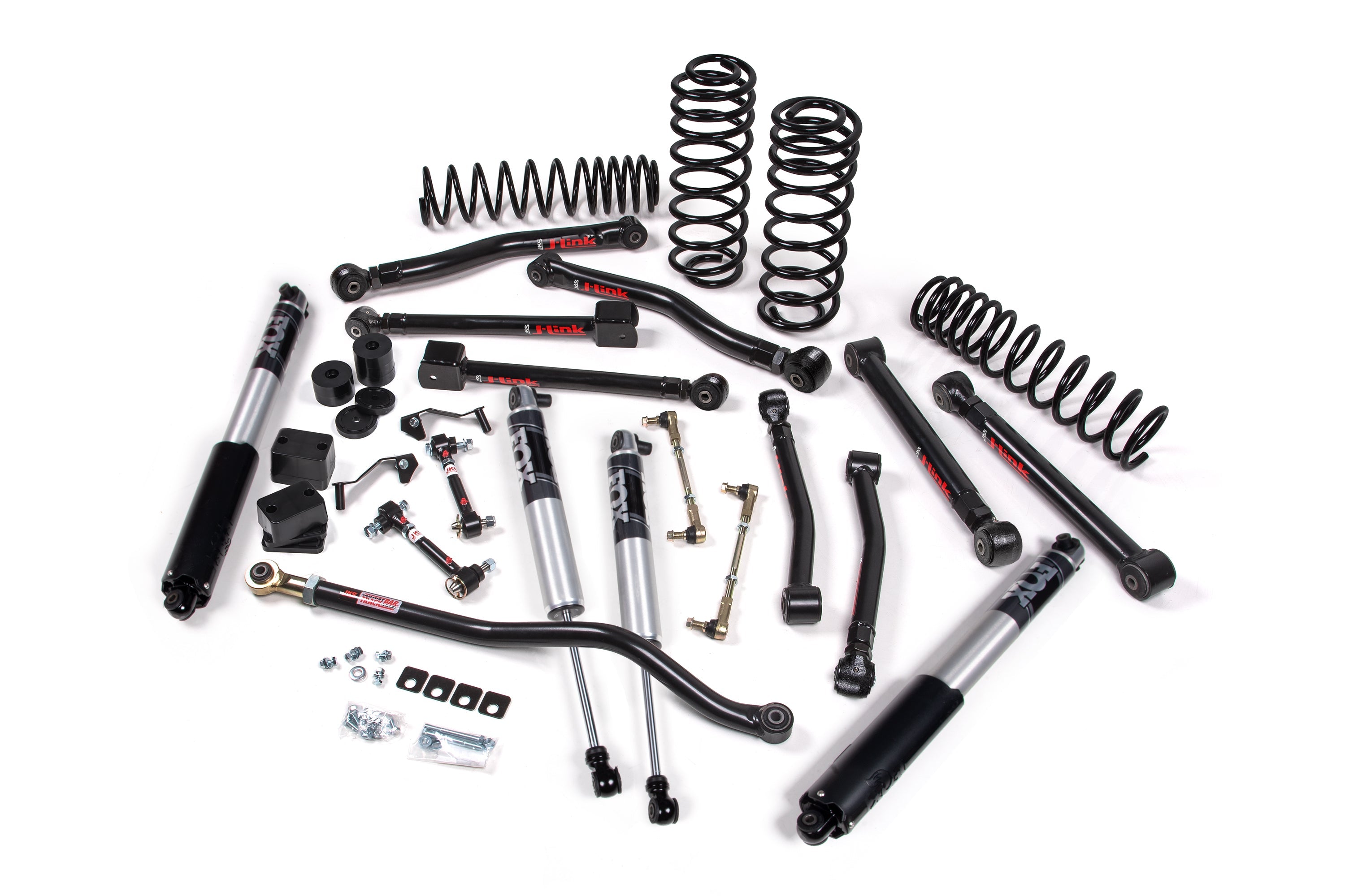 3.5-inch lift kit components for Wrangler JL 4-Door, including shocks, springs, and control arms for enhanced off-road performance.