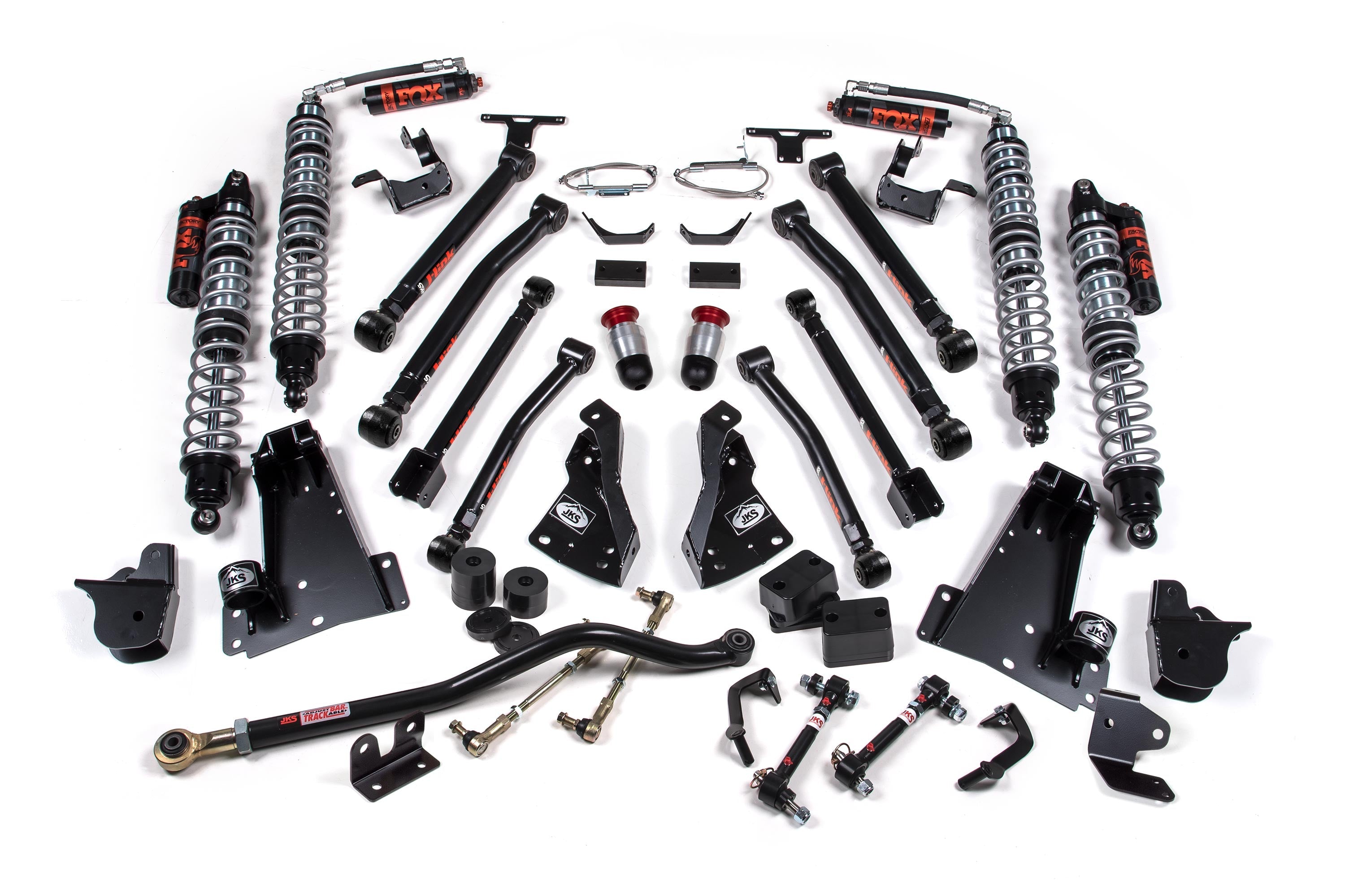 3.5-inch lift kit for Wrangler JL featuring shocks, control arms, and installation hardware for enhanced off-road performance.
