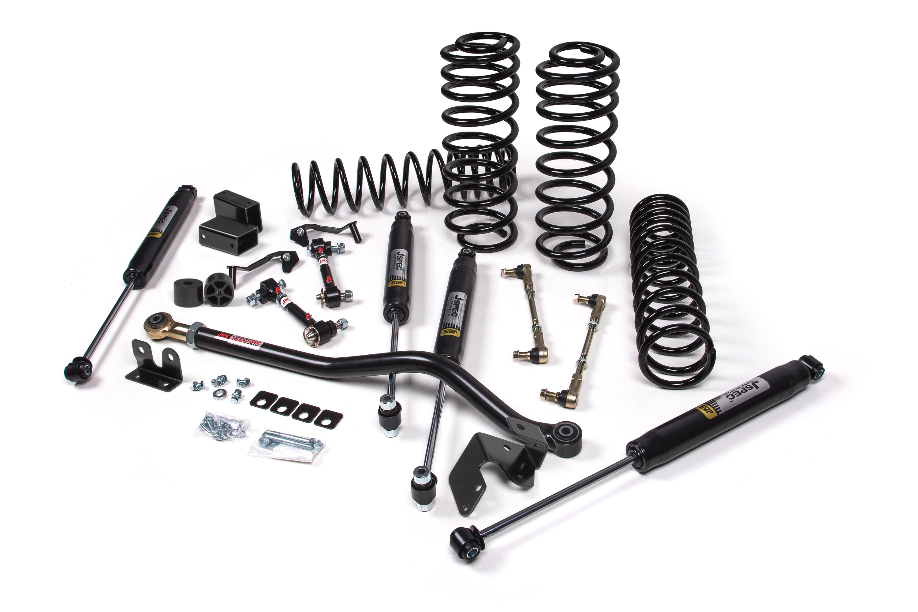 3-inch lift kit for Wrangler JL RHD 2-Door featuring shocks, springs, and installation components for enhanced off-road performance.