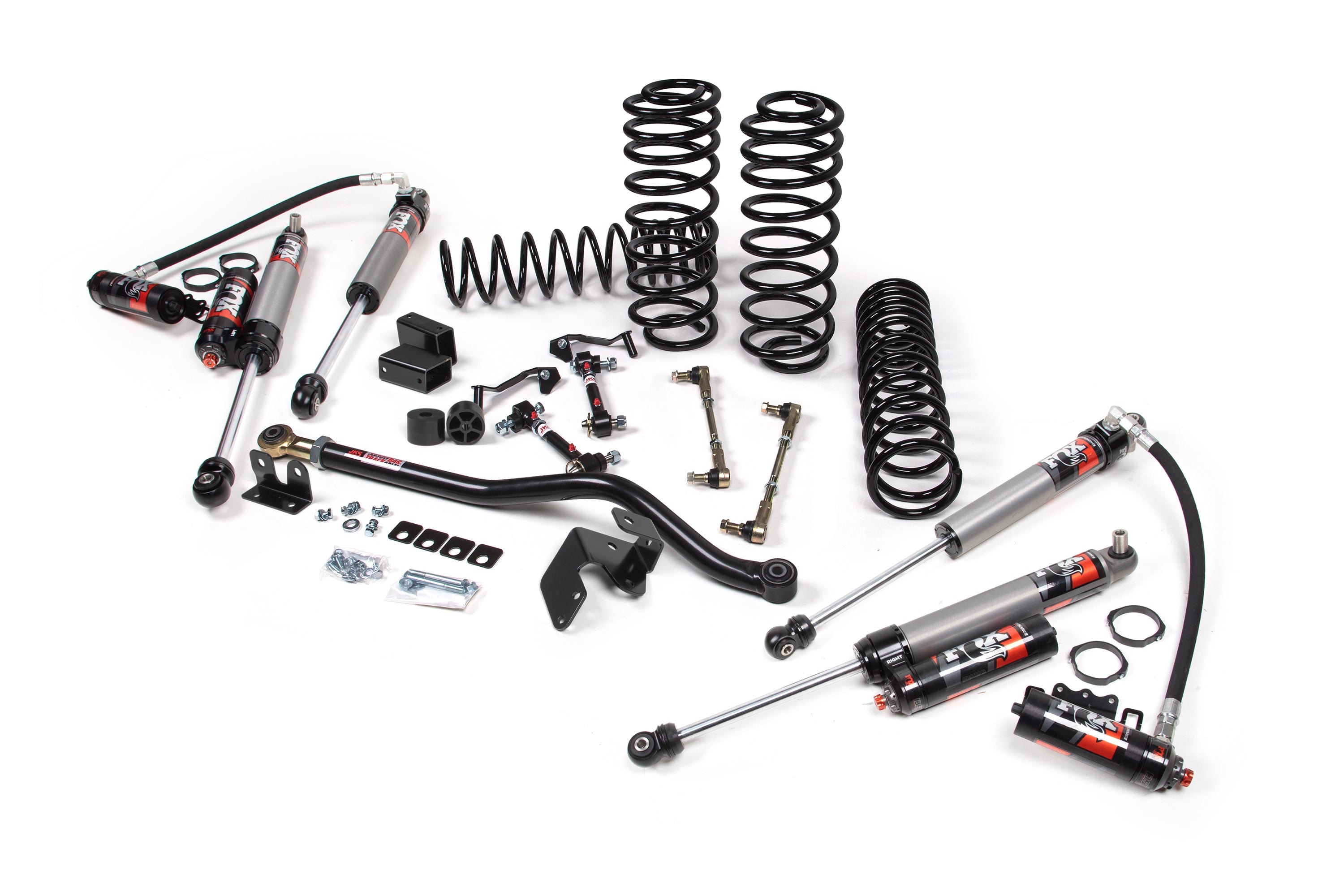 3-inch lift kit for Wrangler JL RHD 2-Door, including shocks, springs, and installation components for off-road performance.