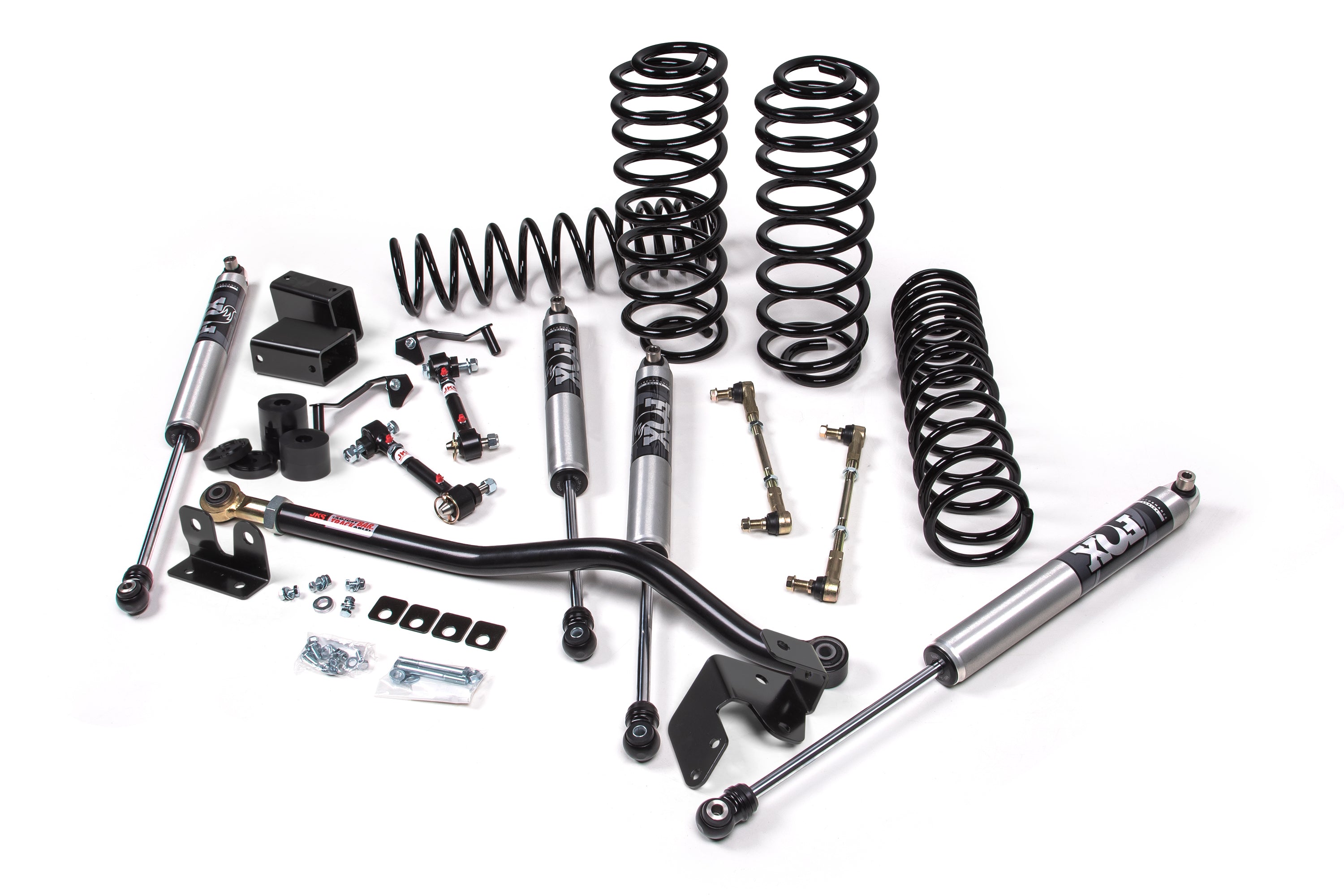 3.5-inch lift kit for Wrangler JL RHD 4-Door, including shocks, springs, and installation components for off-road performance.
