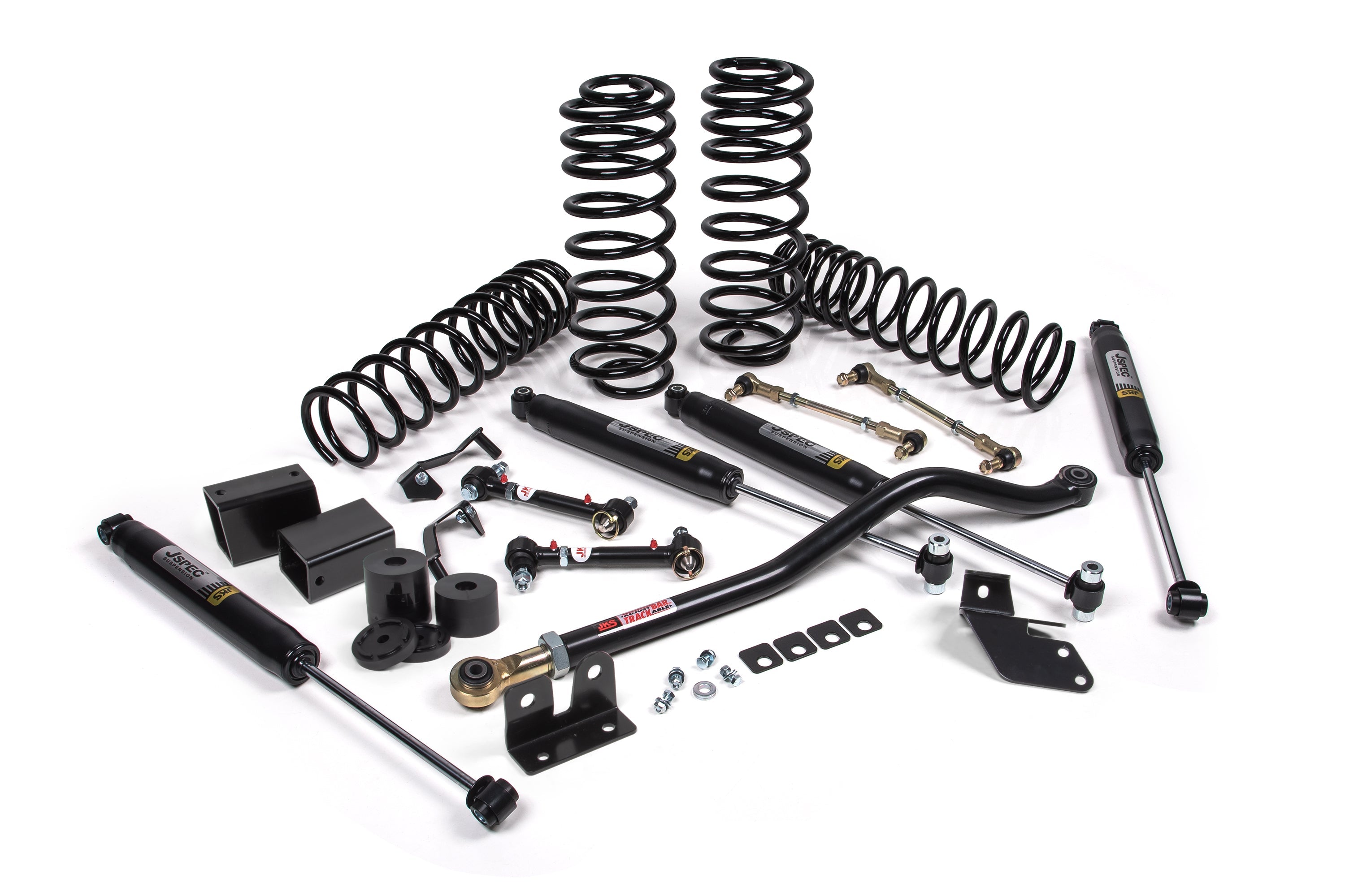 3.5-inch lift kit components for Wrangler JL RHD 4-Door, including springs, shocks, and installation hardware.