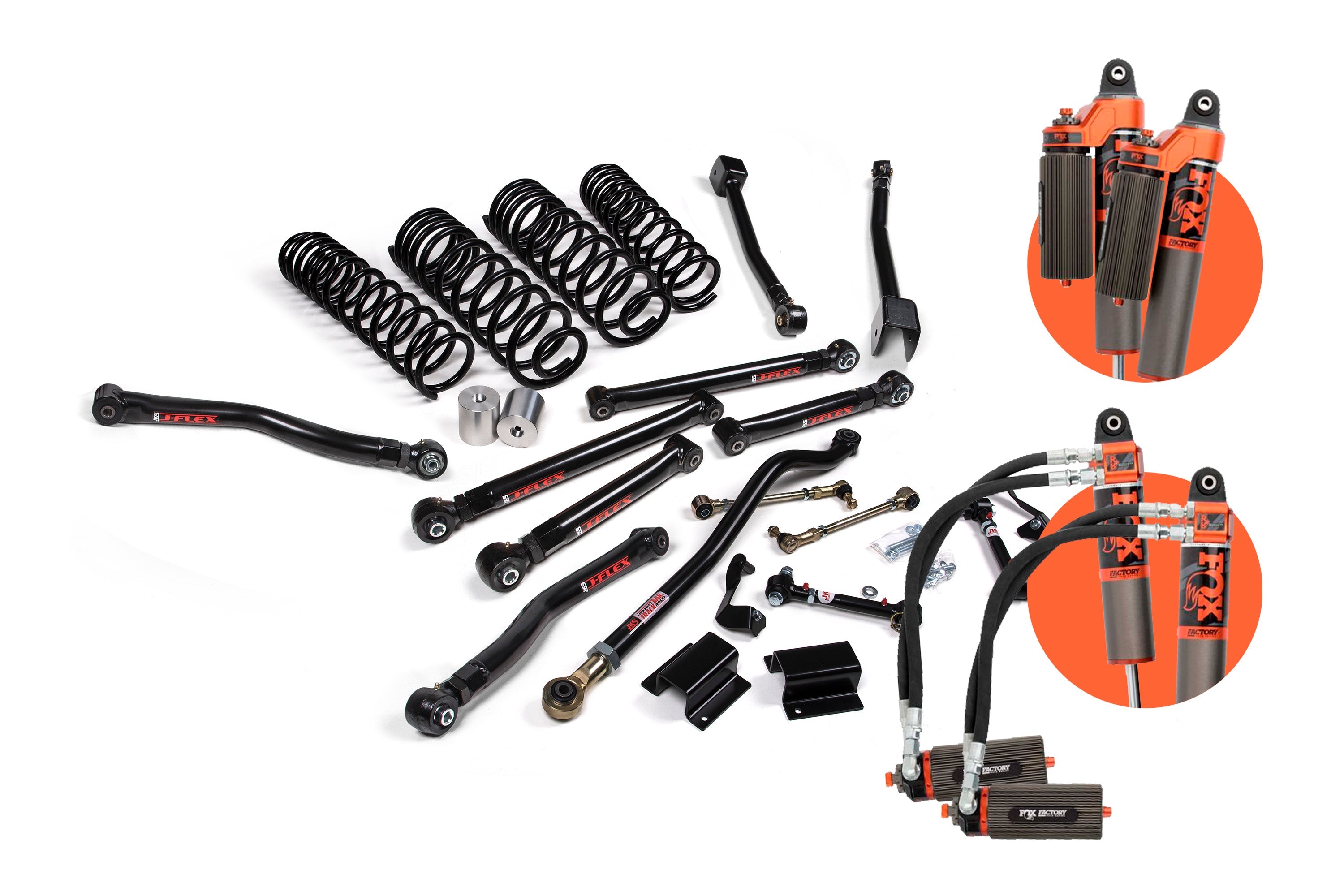3.5-inch lift kit components for Gladiator JT, including springs, control arms, and shocks for enhanced off-road performance.