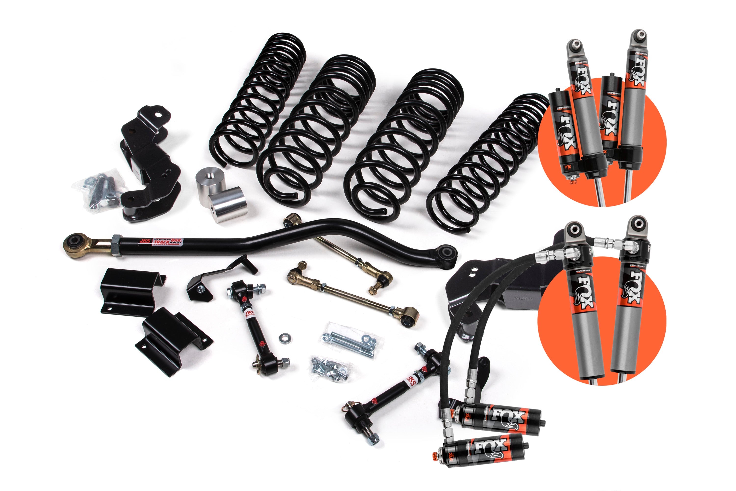 3-3.5 inch lift kit for Gladiator JT featuring springs, shocks, control arms, and installation hardware. Ideal for offroad performance.