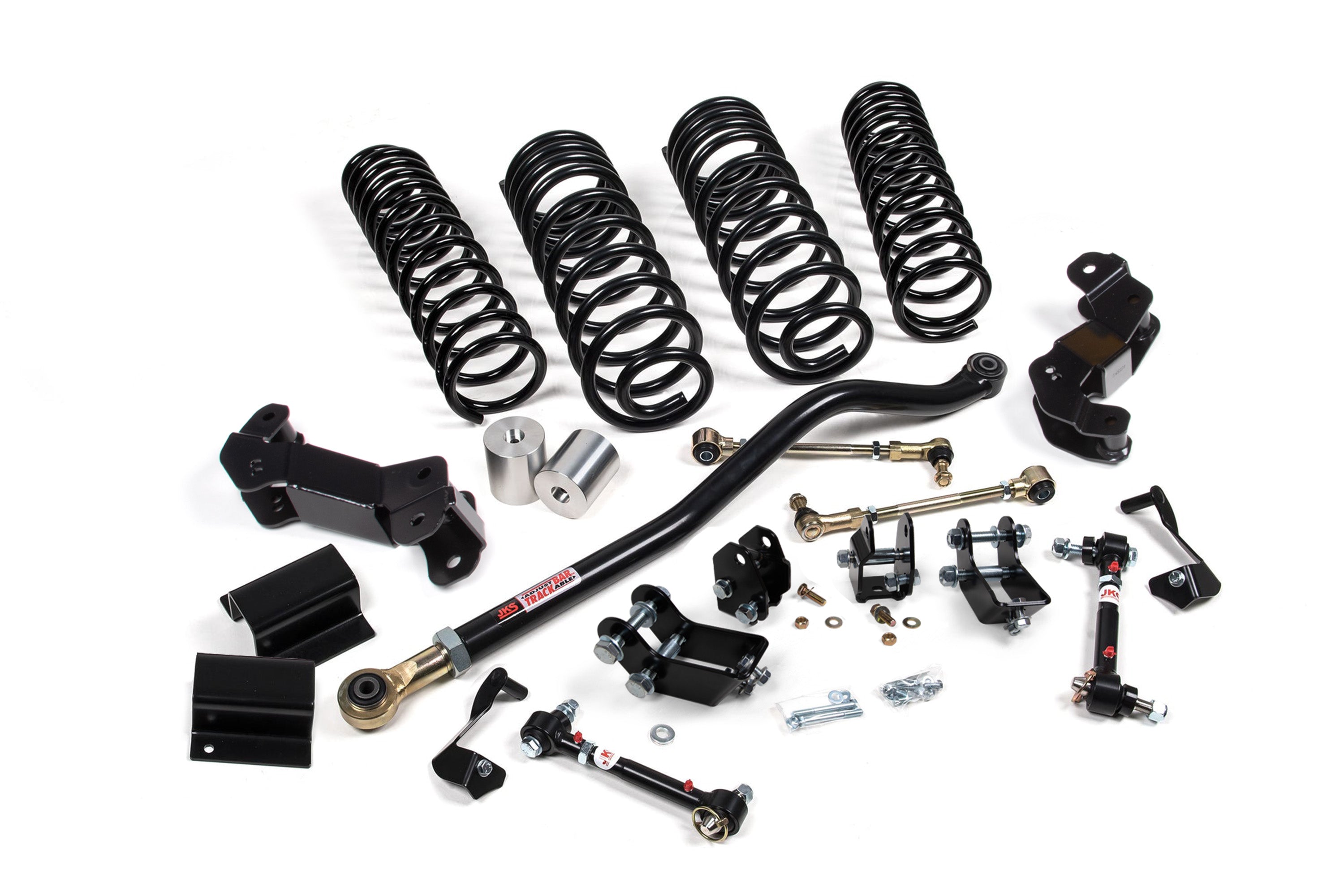 3-3.5 inch lift kit components for Gladiator JT by J-Kontrol, including springs, control arms, and mounting hardware.