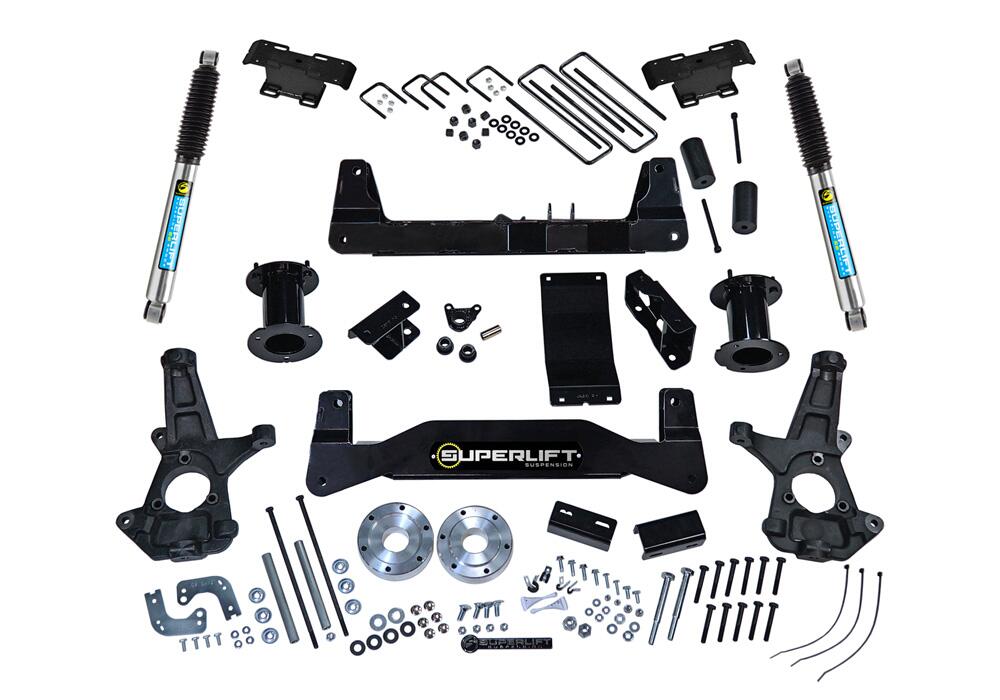 6.5 Inch Lift Kit 2014-2016 Chevy Silverado and GMC Sierra 1500 4WD with Cast Steel Control Arms with Bilstein Rear Shocks Superlift