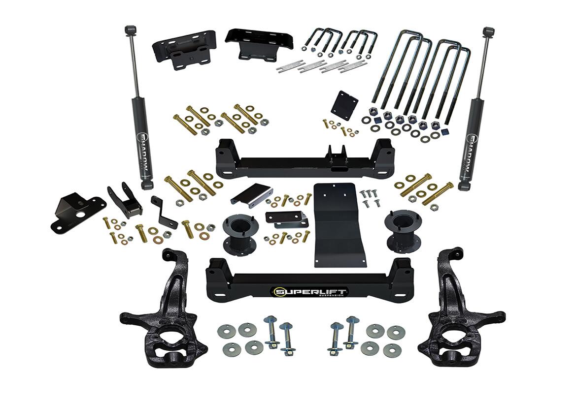 6 Inch Lift Kit 2019 (New Body Style)-2024 Chevy Silverado/GMC Sierra 1500 4WD with Aluminum or Stamped Steel Control Arms with Superlift Rear Shocks (excludes Trailboss or AT4) Superlift