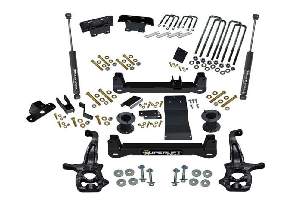 4 Inch Lift Kit 2019 (New Body Style)-2024 Chevy Silverado/GMC Sierra 1500 4WD with Aluminum or Stamped Steel Control Arms with Superlift Rear Shocks Trailboss or AT4 Superlift