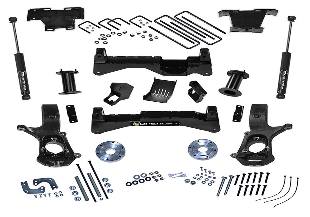 8 Inch Lift Kit 2014-2018 Chevy Silverado and GMC Sierra 4WD with Aluminum or Stamp Steel Control Arms with Superlift Rear Shocks Superlift