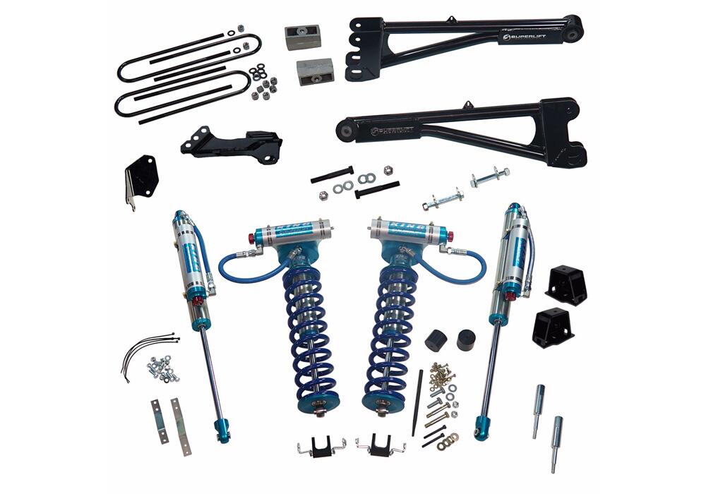 4 Inch Lift Kit 2005-2007 Ford F-250 and F-350 Super Duty with Replacement Radius Arms, King Coilovers and King rear Shocks Superlift