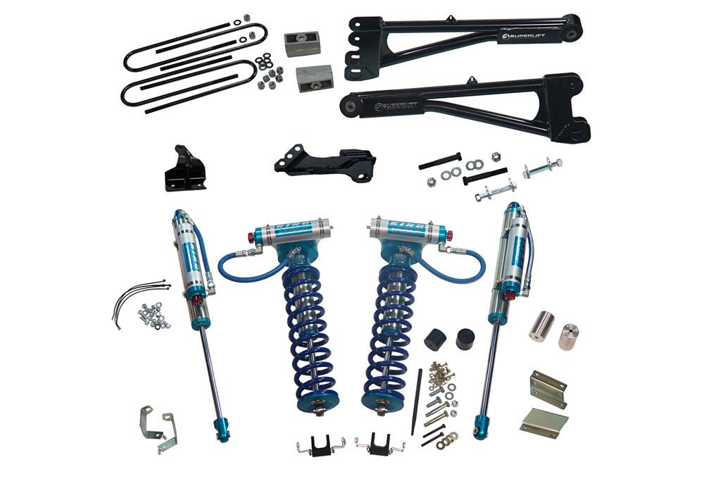 4 Inch Lift Kit 2011-2016 Ford F-250 and F-350 Super Duty 4WD with Replacement Radius Arms, King Coilovers and King rear Shocks Superlift