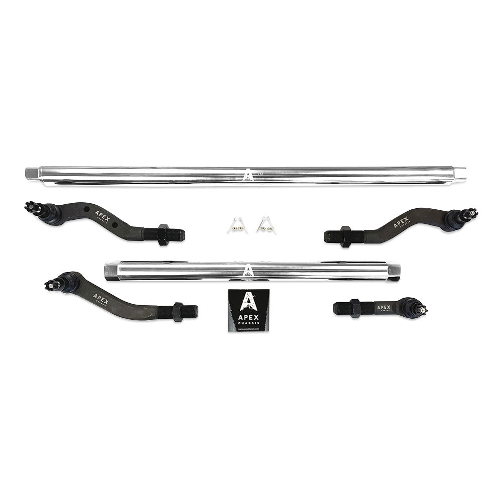 KIT600 - Jeep JL-JT - Axle Upgrade Options - 2.5 Ton Tie Rod & Drag Link Assembly - Polished Aluminum