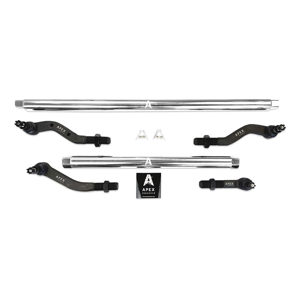 Heavy Duty Polished Aluminum Tie Rod and Drag Link Axle Swap Kit Dynatrac 68 Inch Jeep JL-JT 2.5T Note: This No-Flip kit is for Axle Upgrade Options Only Apex Chassis