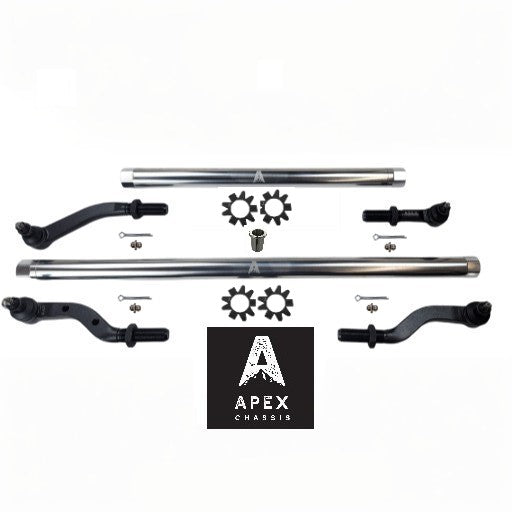 Heavy Duty Polished Aluminum Tie Rod and Drag Link Axle Swap Kit Currie 72.5 Inch Jeep JK 2.5T for Axle Upgrade Options Only Apex Chassis
