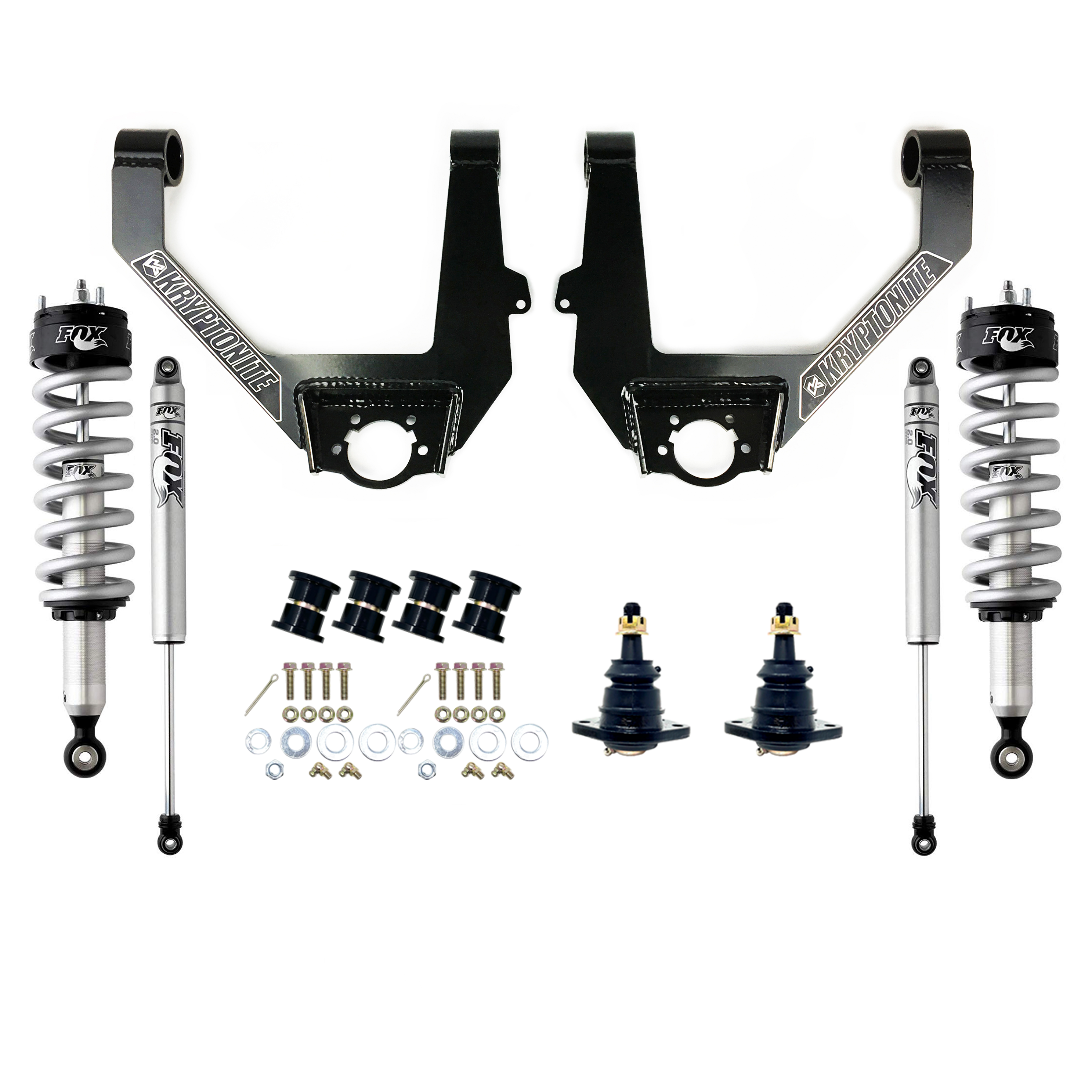 KRYPTONITE STAGE 3 LEVELING KIT WITH FOX SHOCKS FOR 1/2 TON 6-LUG CHEVY/GMC TRUCKS 2014–2018
