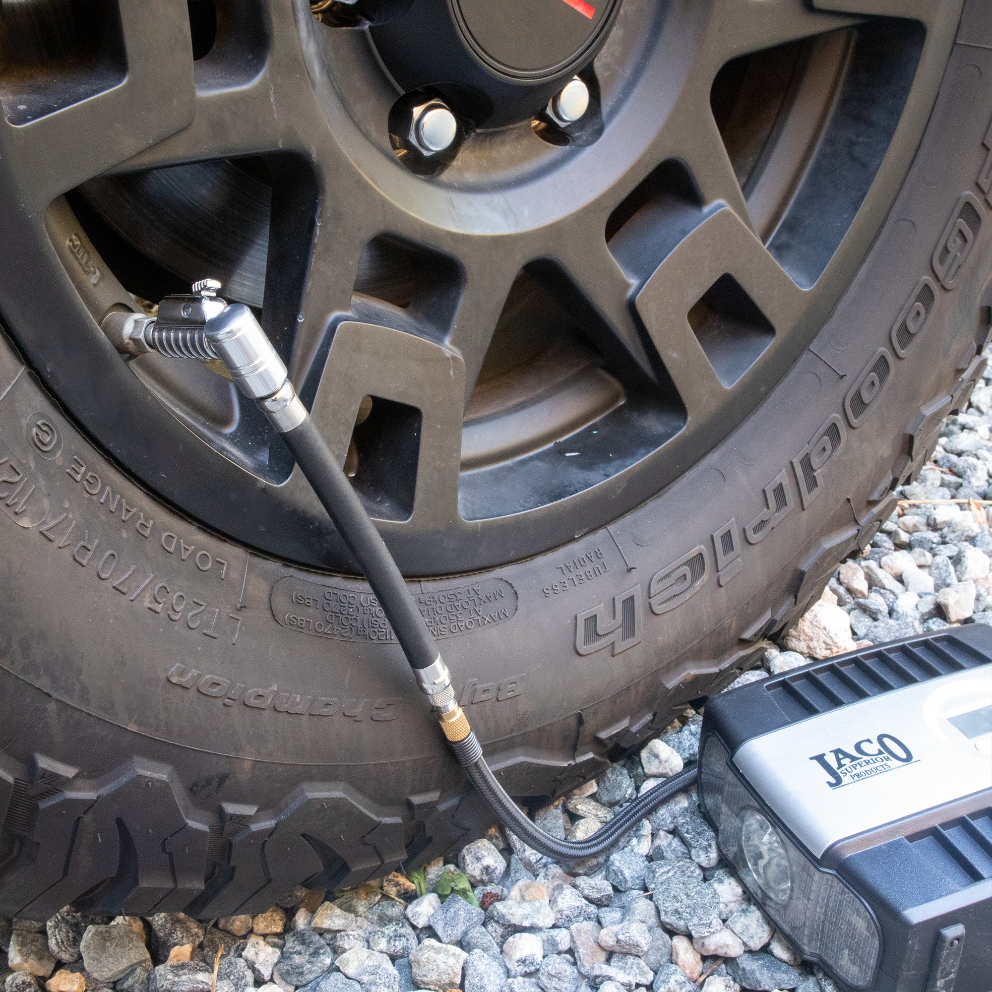Lightning™ L2X Quick-Connect Locking Tire Inflator Air Chuck Extension | Patented Lock-on Compressor Hose Attachment (Open Flow)