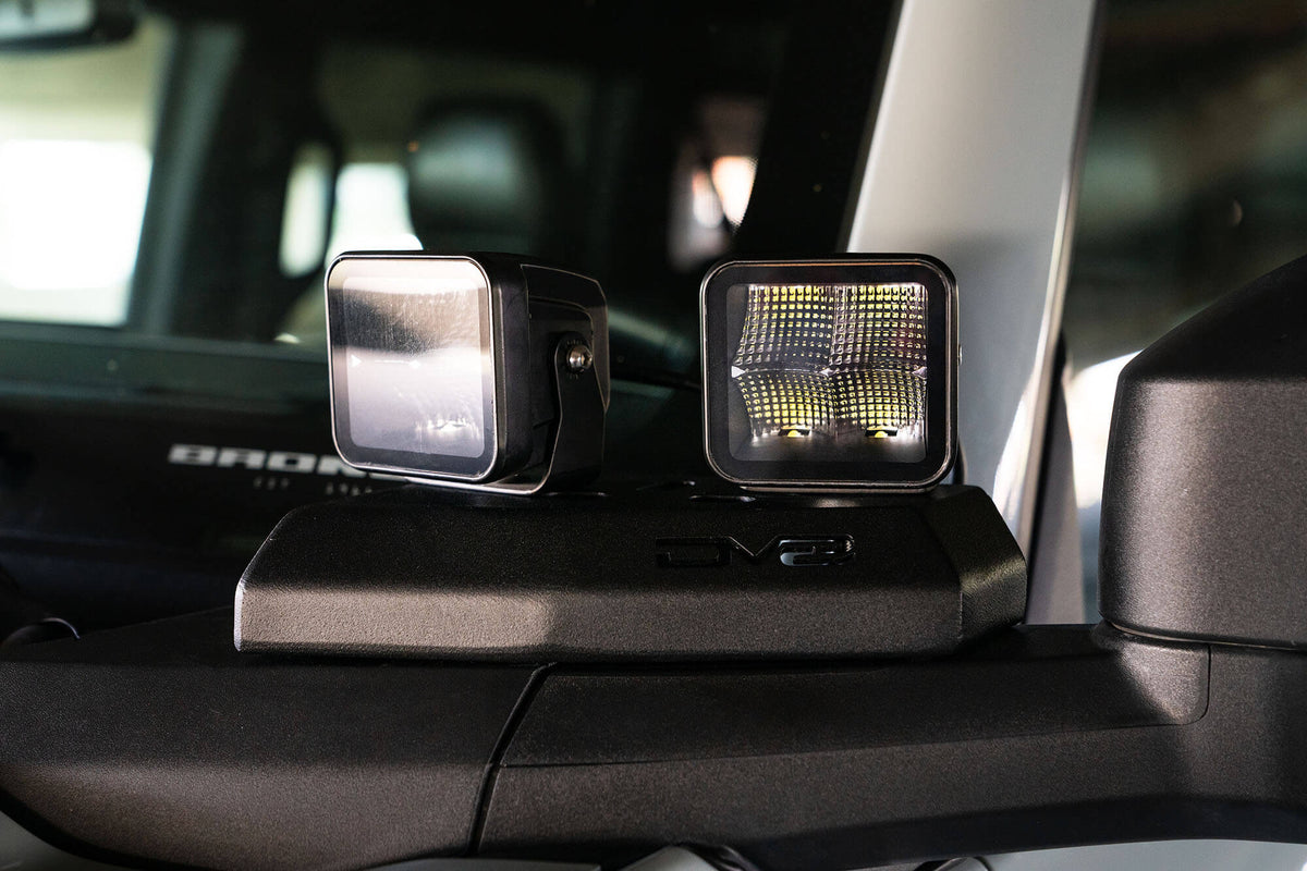 2021 2024 Ford Bronco A Pillar Pod Light Mounts DV8 Offroad