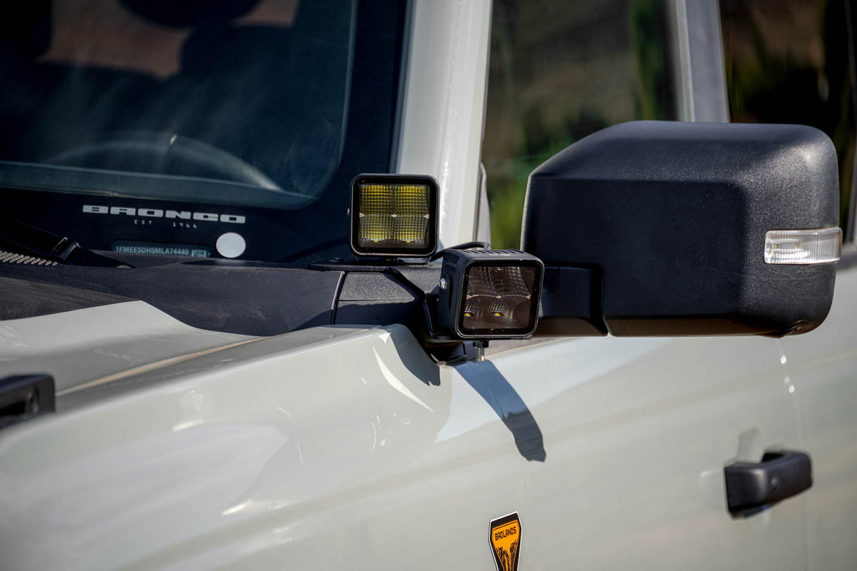 2021 2024 Ford Bronco A Pillar Dual Light Pod Drop Mounts DV8 Offroad