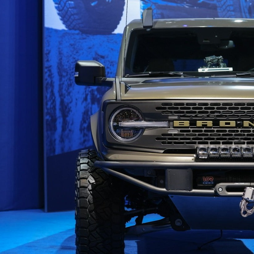 2021-2025 Ford Bronco fenders displayed on a modified vehicle, showcasing rugged design for offroad performance.