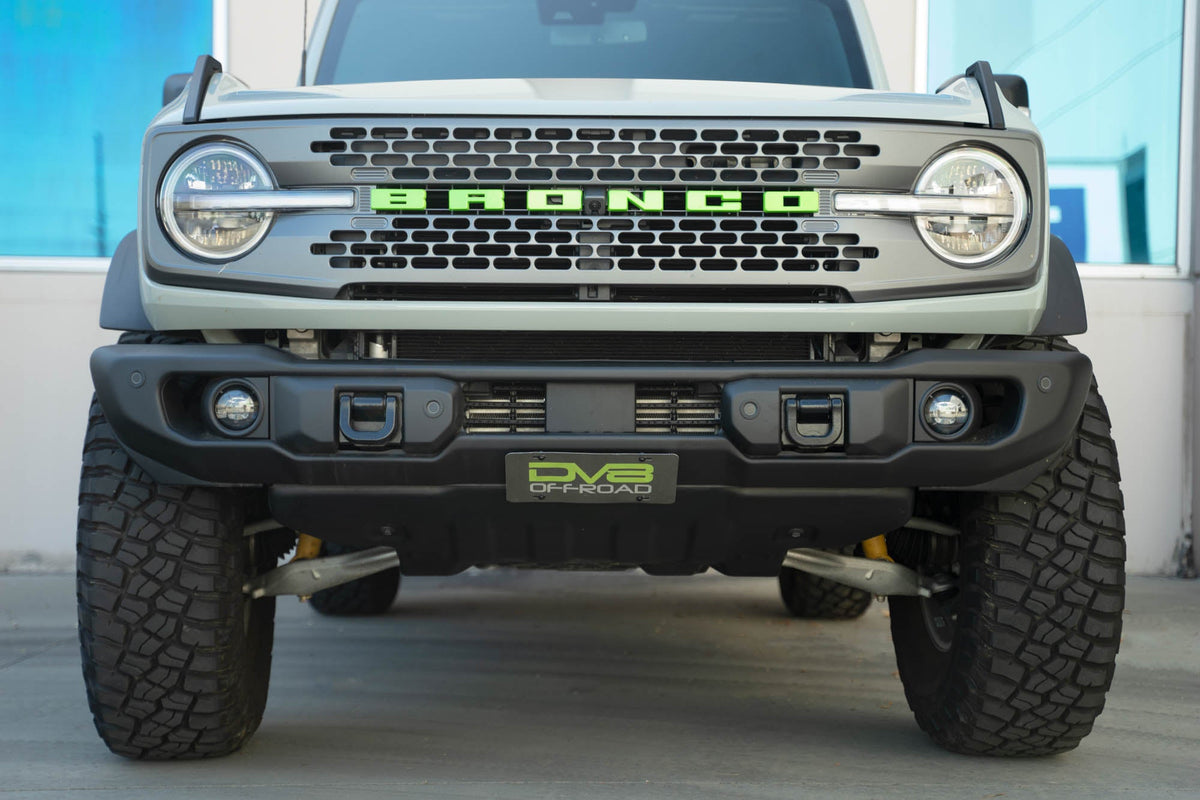 2021 2024 Ford Bronco Capable Bumper Slanted Front License Plate Mount DV8 Offroad