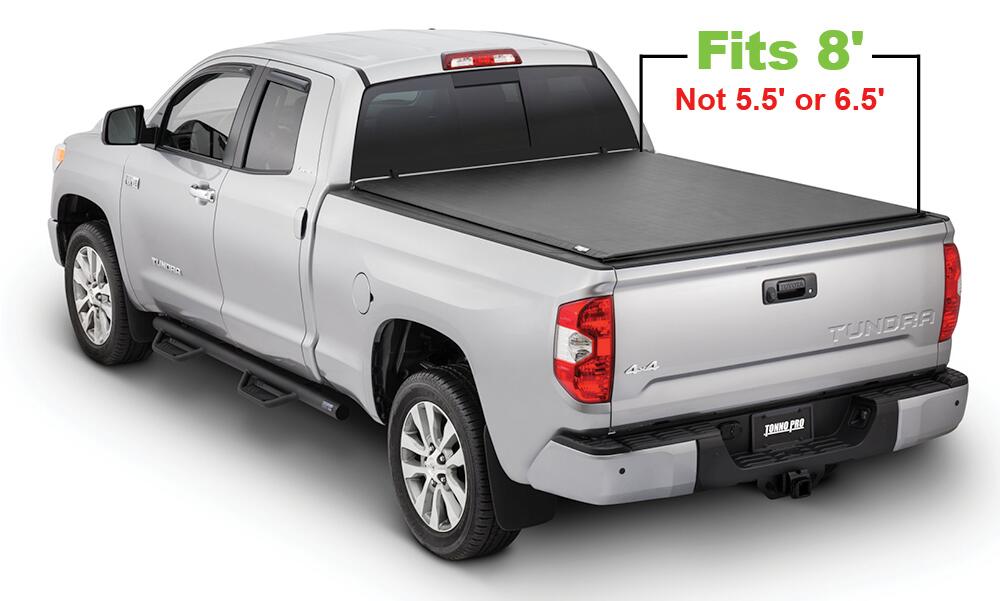 Lo Roll Up Tonneau Cover 07-21 Toyota Tundra W/Utility Track System W/O Trail Special Edition Storage Box 8 Foot 2 Inch Tonno Pro