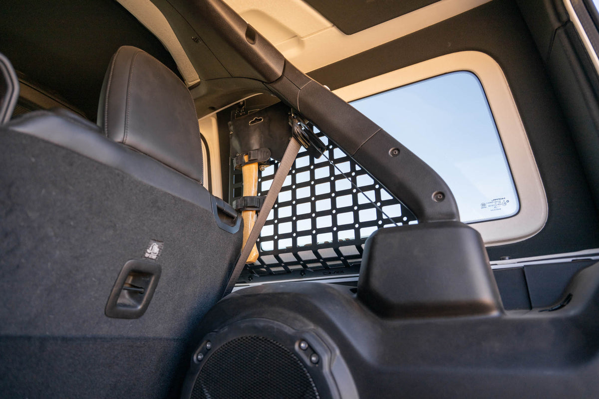 2018 2025 Jeep Wrangler 4 Door Rear Window Pocketed Molle Panels DV8 Offroad