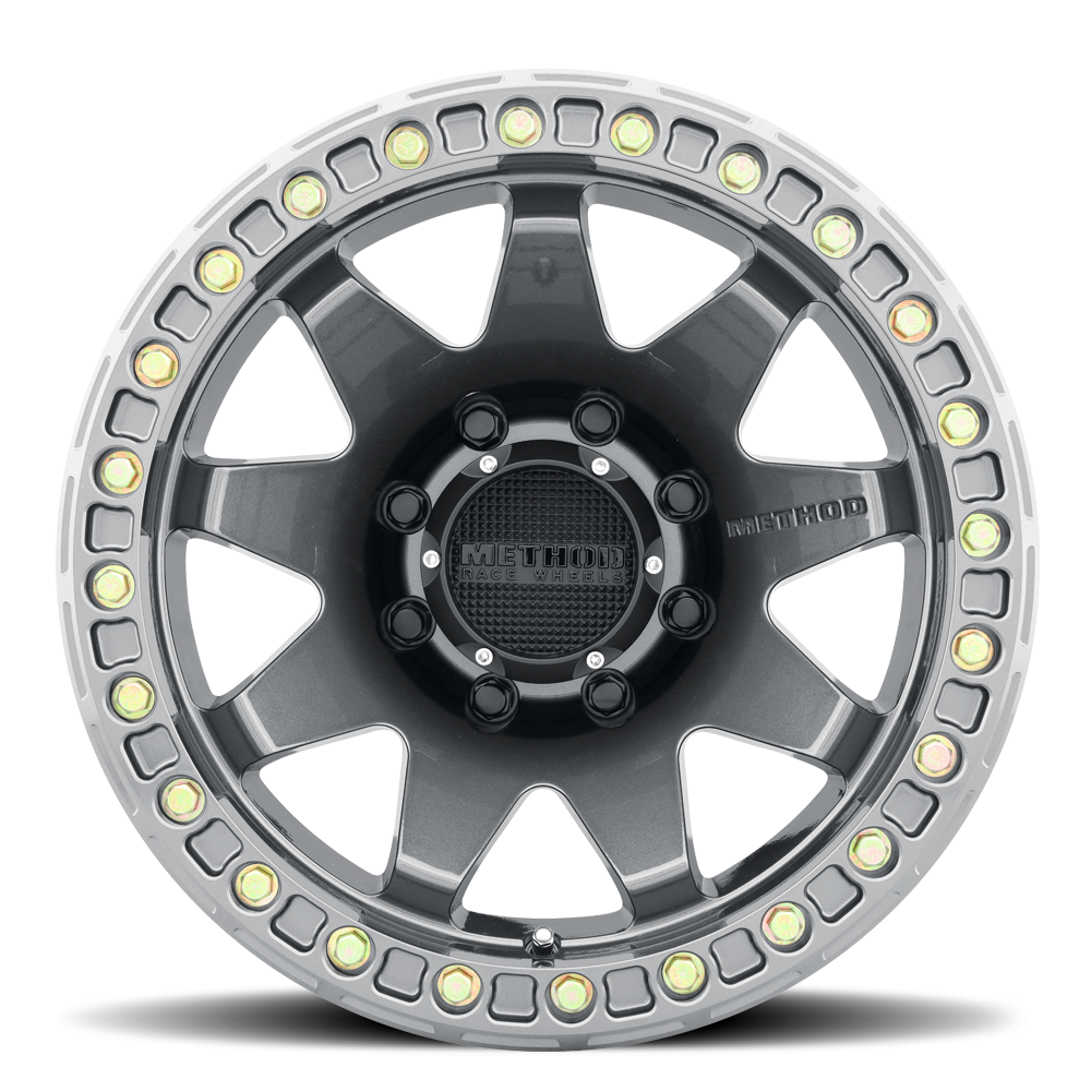 Aluminum Wheels 17x9 MR108 Bolt Pattern 8 On 165.1 Offset -44 Lip Size 0.63 Gloss Titanium GY Method