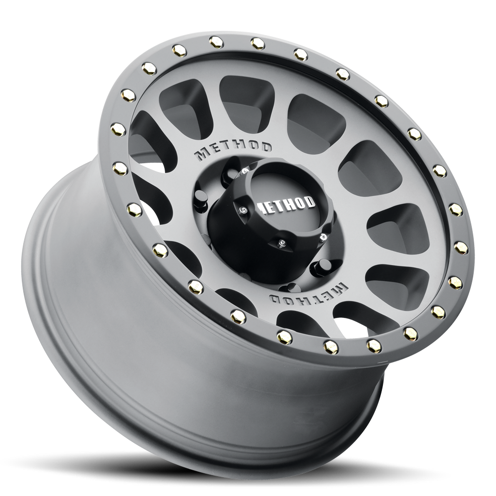 Aluminum Wheels 17x8.5 NV MR305 Bolt Pattern 8 On 165.1 Offset 0 Lip Size 1.3 Titanium TT Matte Black Lip Method
