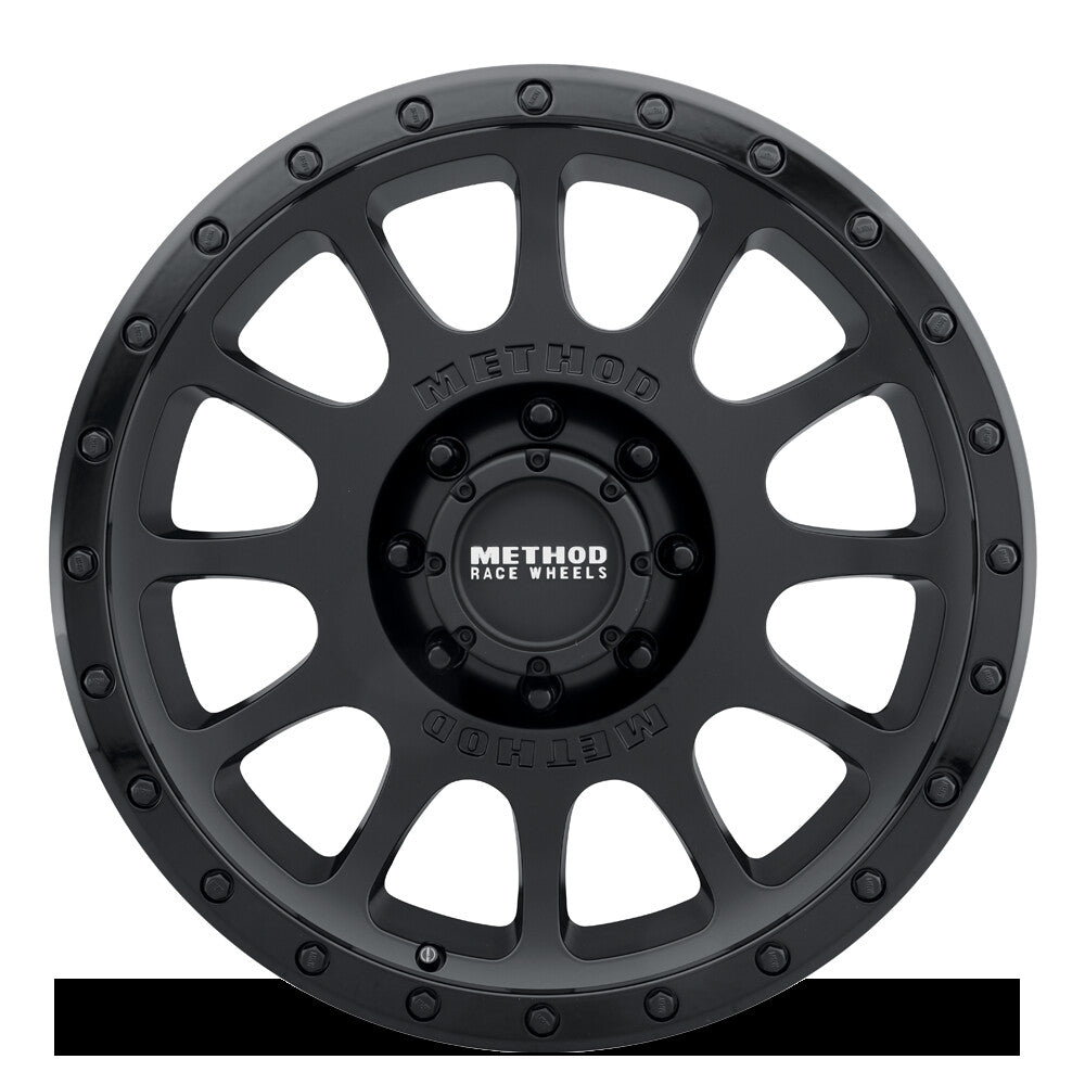 MR305 NV, 18x9, +18mm Offset, 8x170, 130.81mm Centerbore, Matte Black Gloss Black Lip, Method Race Wheels