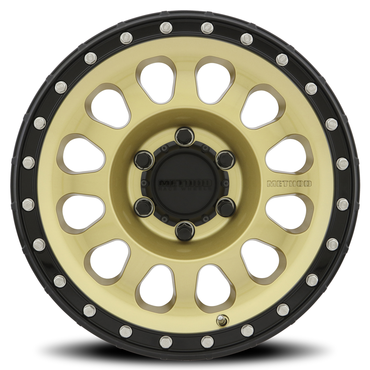 Aluminum Wheels 17x8.5 MR315 Bolt Pattern 6 On 135 Offset 0 Lip Size 1.65 Gold GD Black Street Loc Method