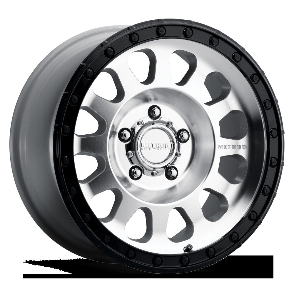 MR315, 17x8.5, 0mm Offset, 5x5, 71.5mm Centerbore, Machined Gloss Black Lip, Method Race Wheels