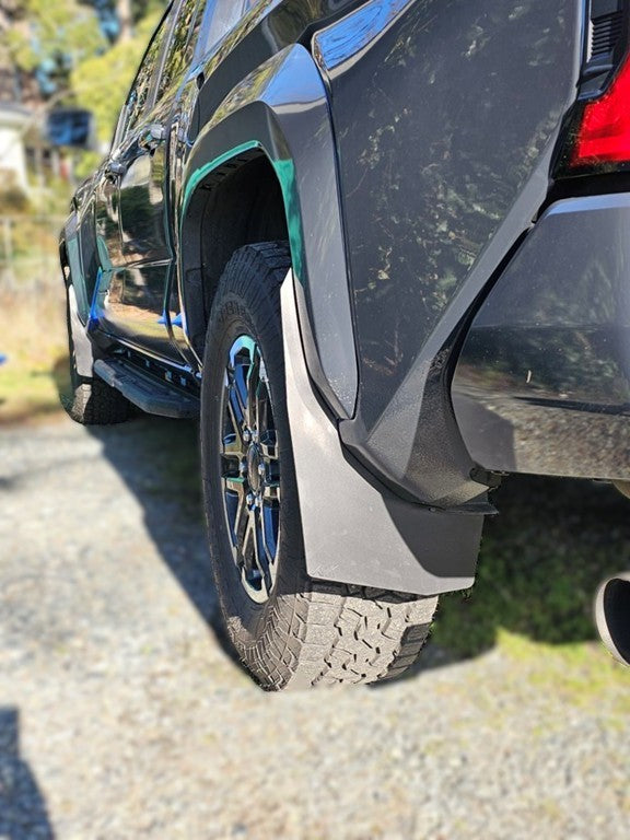 2024+ Toyota Tacoma TriXpoly Mid-Mudflaps installed on a truck, showcasing durable protection against mud and debris.