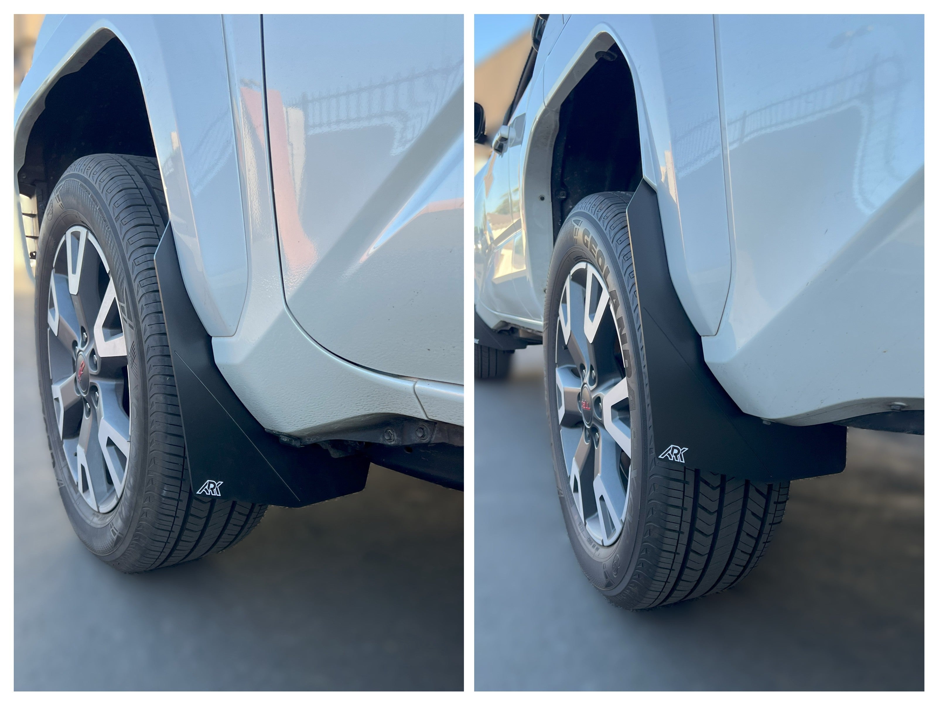 2025+ Toyota 4Runner TriXpoly Mid-Mudflaps installed on a vehicle, showcasing durable protection for offroad adventures.