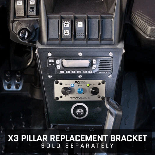 Can Am X3 Trax Communications Package featuring control panel and buttons for offroad communication setup.