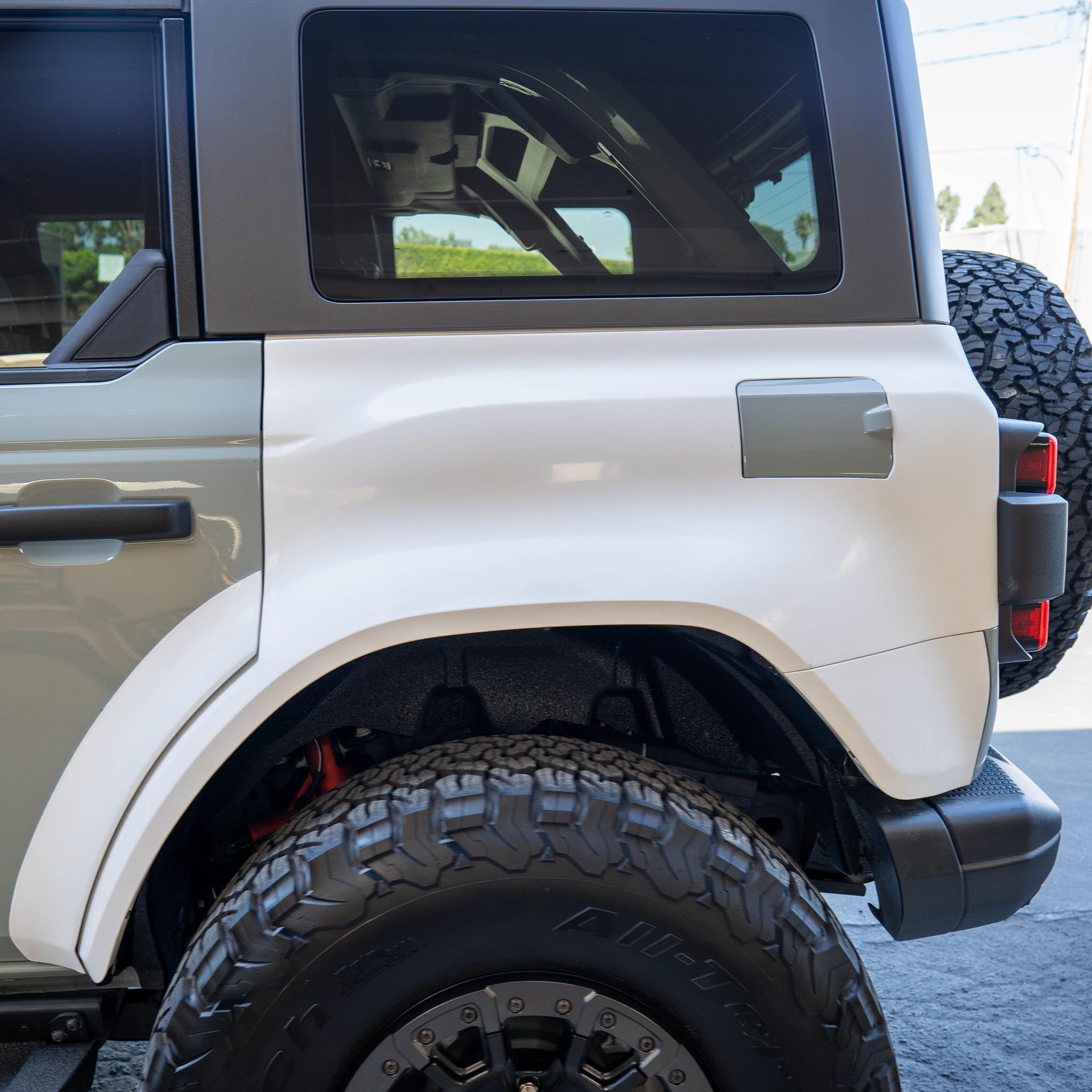 2022-2025 Ford Bronco Raptor rear quarter kit showcasing rugged design and enhanced off-road capability.