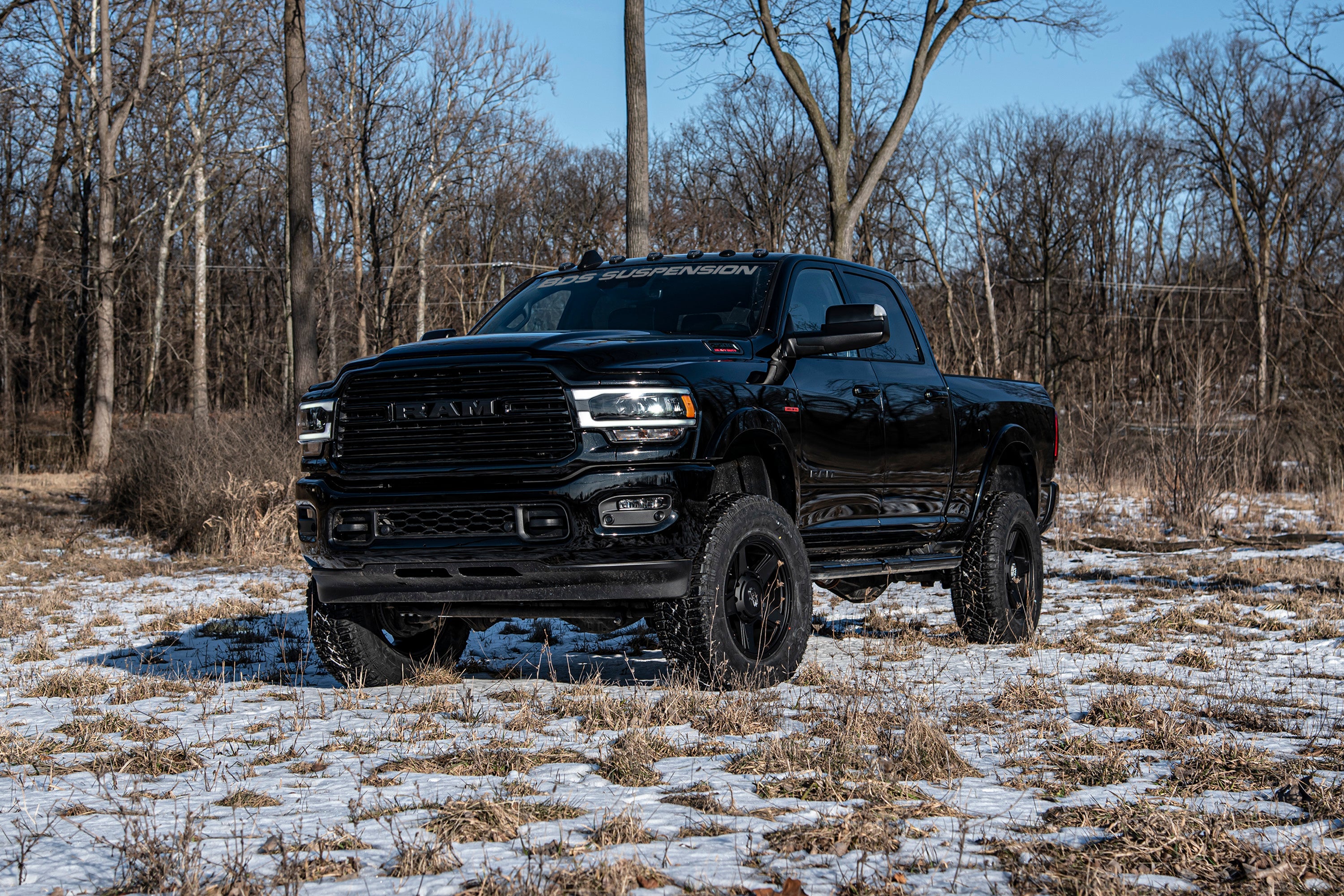 3-inch lift kit for 2019-2024 Ram 2500 4WD diesel truck, showcasing enhanced off-road capability and aggressive stance.