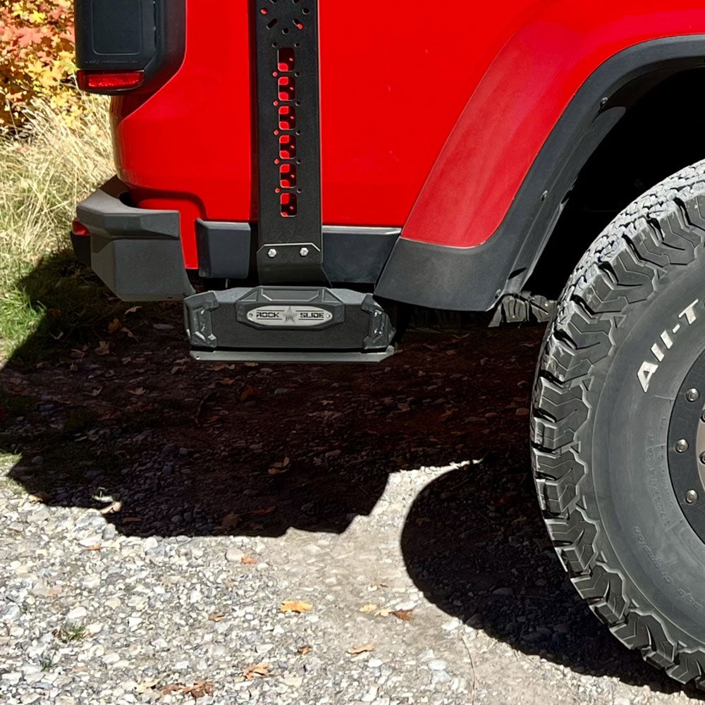 R-STEP 9 Inch Wide For 2020-2023 Jeep Gladiator Bed Step Attachment Brackets Driver Side Behind Rear Tire DIESEL MOTOR Rock Slide Engineering