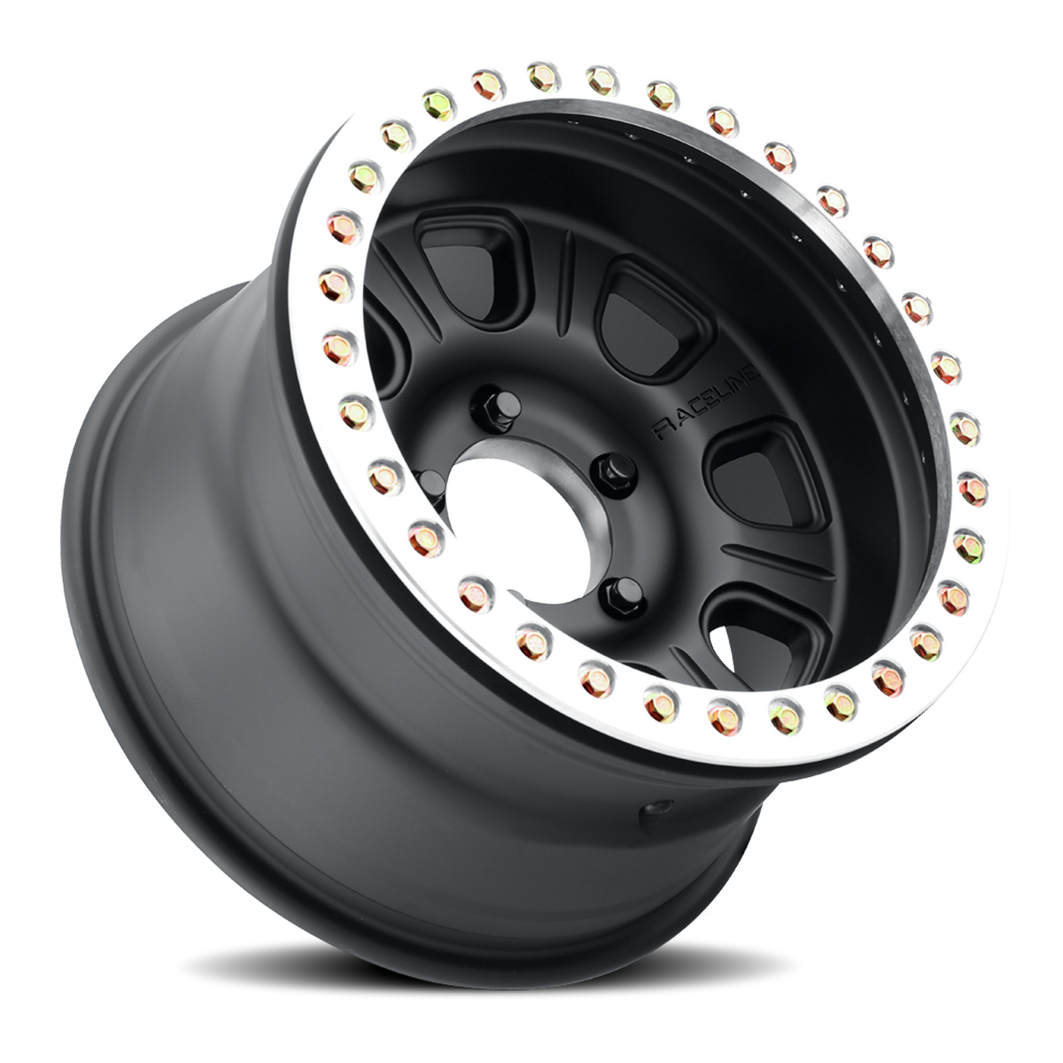 Aluminum Wheels 17x8.5 Monster Beadlock RT231 Machined Face Black 0 Offset 5 on 127 Bolt Pattern 83.82 Bore Raceline