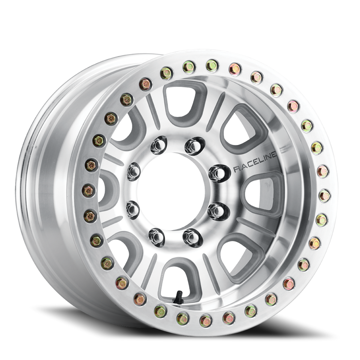 Aluminum Wheels 17x9.5 Monster Beadlock RT233 Machined Silver -32 Offset 8 on 170 Bolt Pattern 131 Bore Raceline