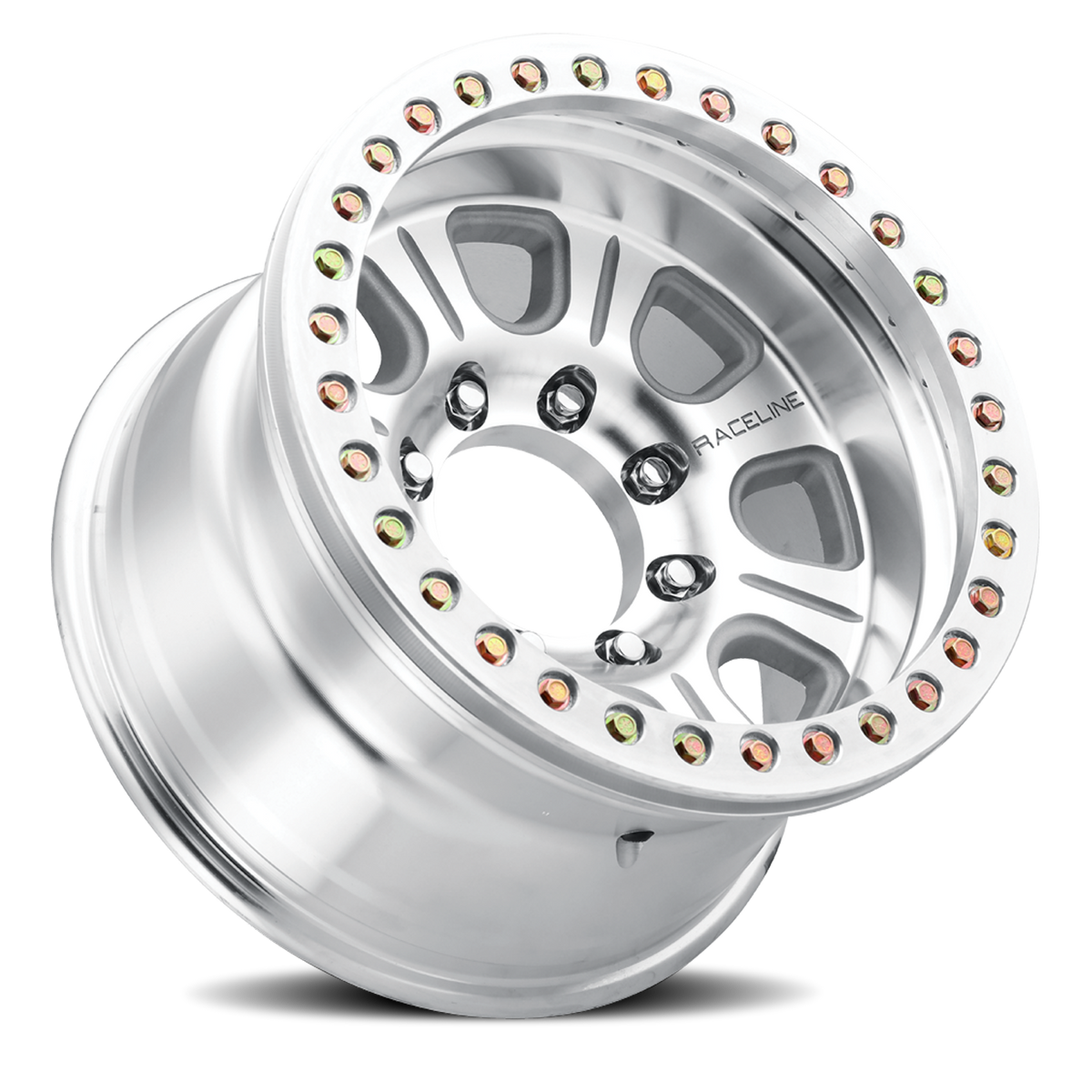 Aluminum Wheels 17x9.5 Monster Beadlock RT233 Machined Silver -32 Offset 8 on 170 Bolt Pattern 131 Bore Raceline
