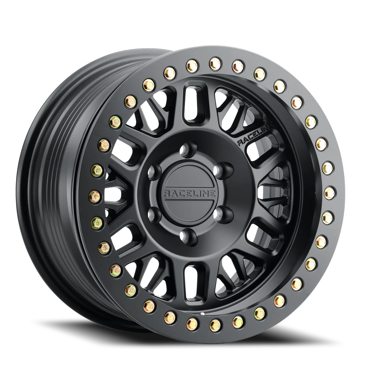 Aluminum Wheels 17x9 Ryno Cast Beadlock RT951B Satin Black Black Beadlock Ring -12 Offset 6 on 139.7 Bolt Pattern 106.1 Bore Raceline